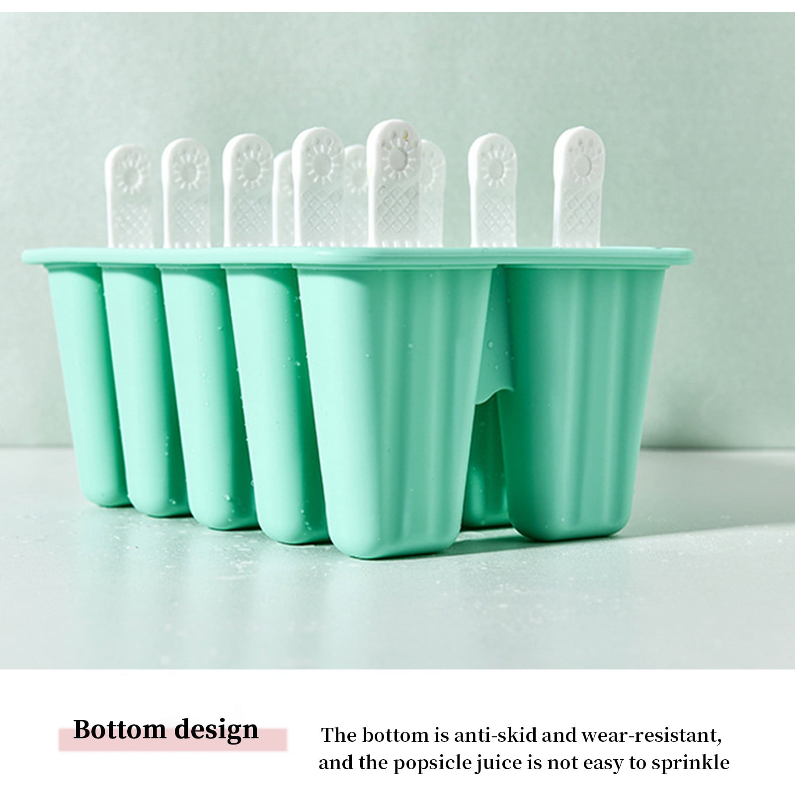 Darzheoy Popsicle Mould, Popsicle Molds 10 Pieces Silicone Ice Molds BPA Free Popsicle Mold Reusable Easy Release Ice Make Mint Green - Image 6