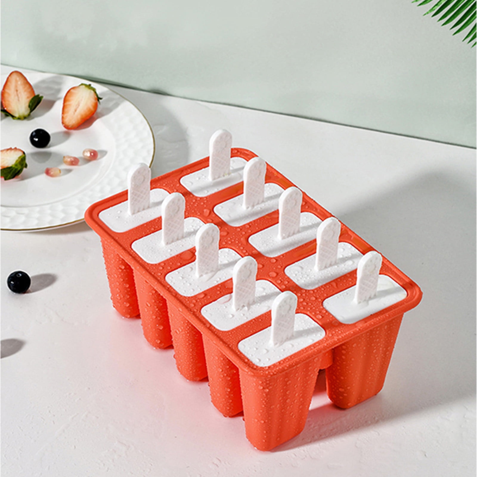 Darzheoy Popsicle Mould, Popsicle Molds 10 Pieces Silicone Ice Molds BPA Free Popsicle Mold Reusable Easy Release Ice Make Red - Image 4