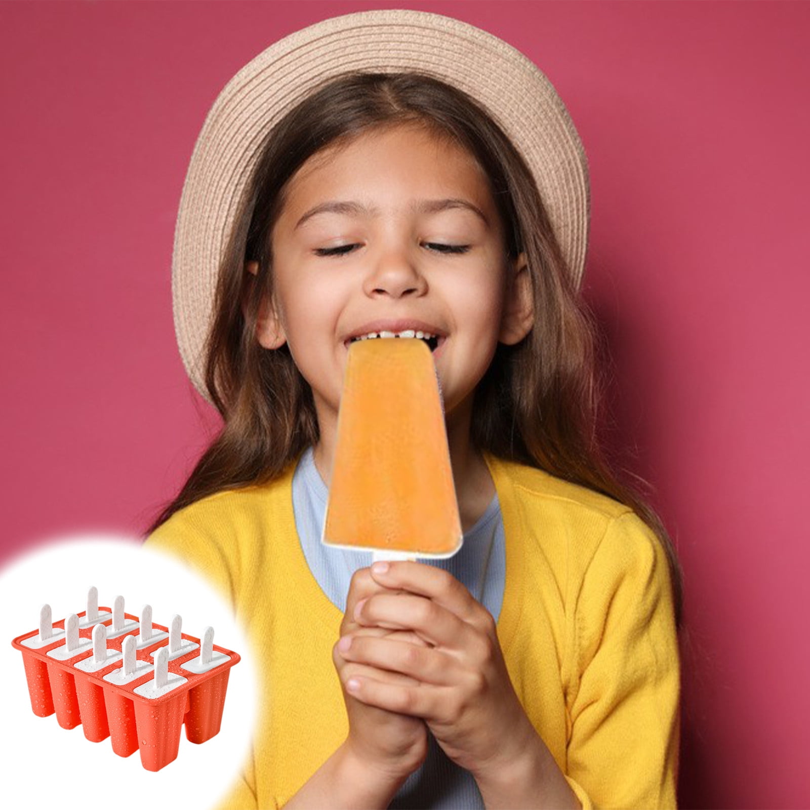 Darzheoy Popsicle Mould, Popsicle Molds 10 Pieces Silicone Ice Molds BPA Free Popsicle Mold Reusable Easy Release Ice Make Red - Image 5