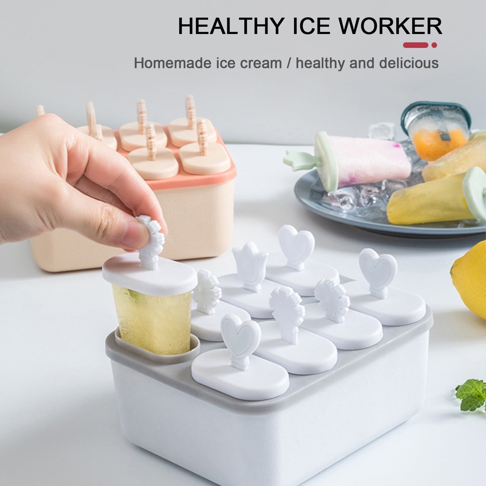 Darzheoy Popsicles Molds, 8 Piece Ice Mold, Reusable Easy Release Ice Cream Mold for kids, Homemade Popsicle Molds, DIY Popsicle Maker, BPA Free Gray - Image 3