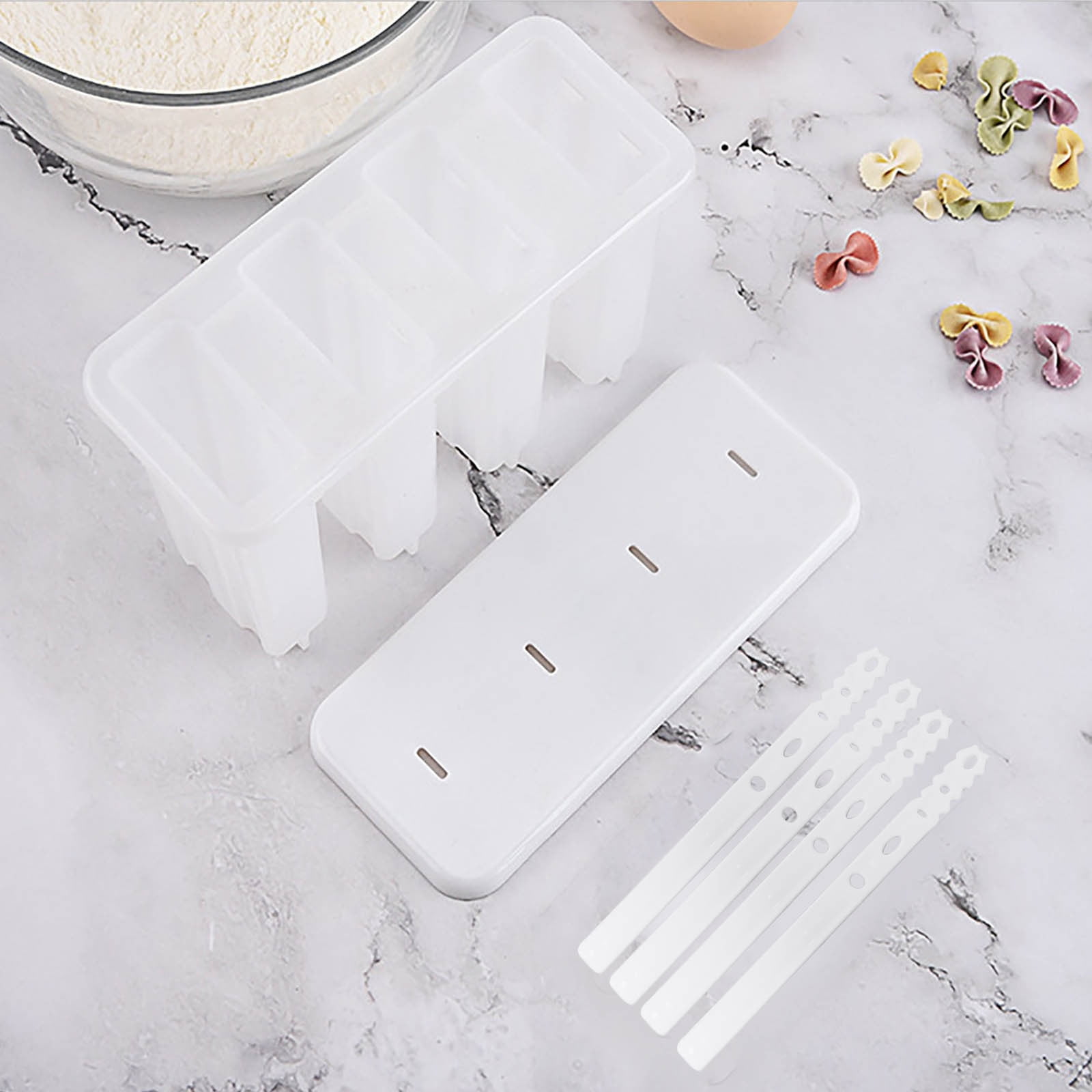 Darzheoy Popsicle Molds 4 Cavities BPA Free Silicone Popsicle Molds, Ice Molds Silicone Popsicle Maker Homemade Ice Cream Mold, Reusable Multicolor - Image 4