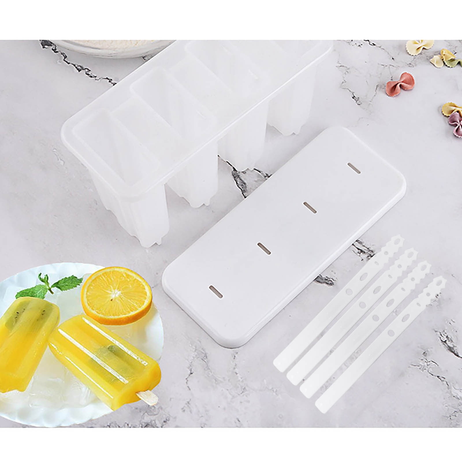 Darzheoy Popsicle Molds 4 Cavities BPA Free Silicone Popsicle Molds, Ice Molds Silicone Popsicle Maker Homemade Ice Cream Mold, Reusable Multicolor - Image 5
