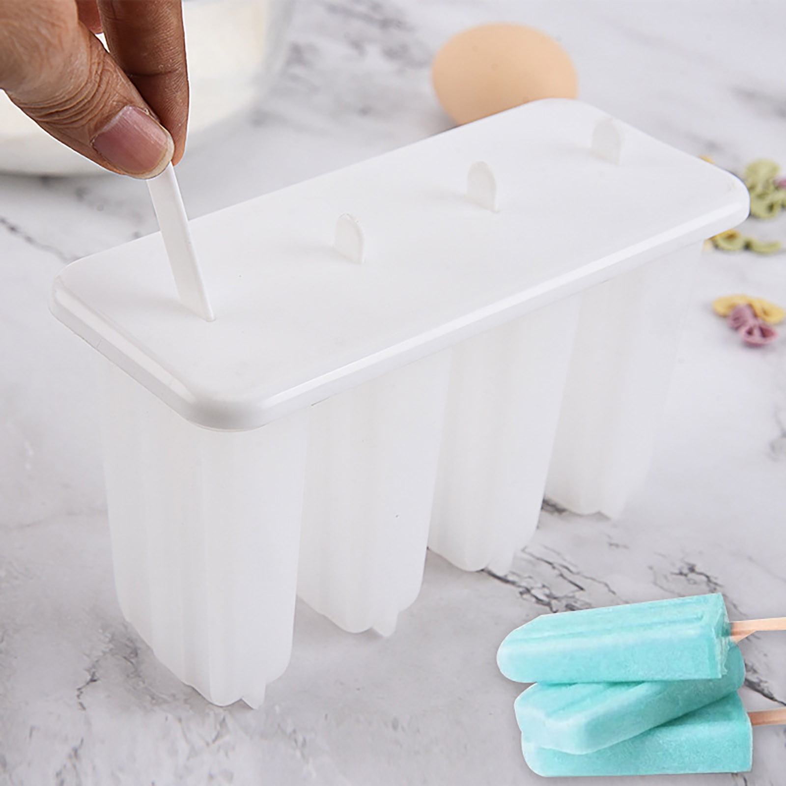 Darzheoy Popsicle Molds 4 Cavities BPA Free Silicone Popsicle Molds, Ice Molds Silicone Popsicle Maker Homemade Ice Cream Mold, Reusable Multicolor - Image 6