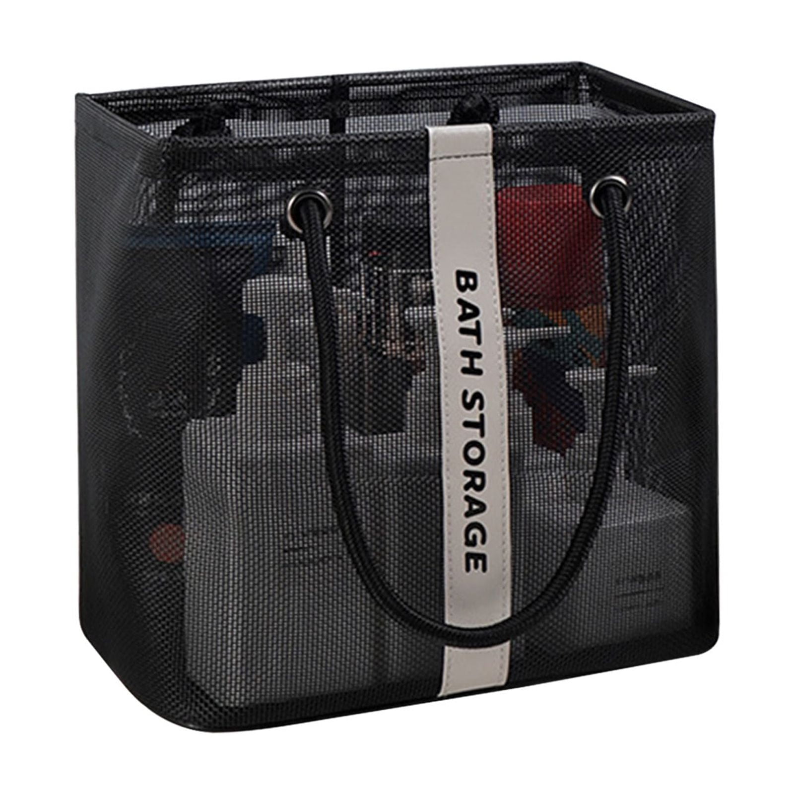 Kdkad Mesh Shower Caddy Freestanding Portable Shower Tote Bag for College Dorm, Hanging Shower Caddy Dorm Basket, Bathroom, Gym, Travel, Quick Dry Hanging Shower Organizer for Toiletry Essentials 10.2×6.3×9.8 in Black - Image 1