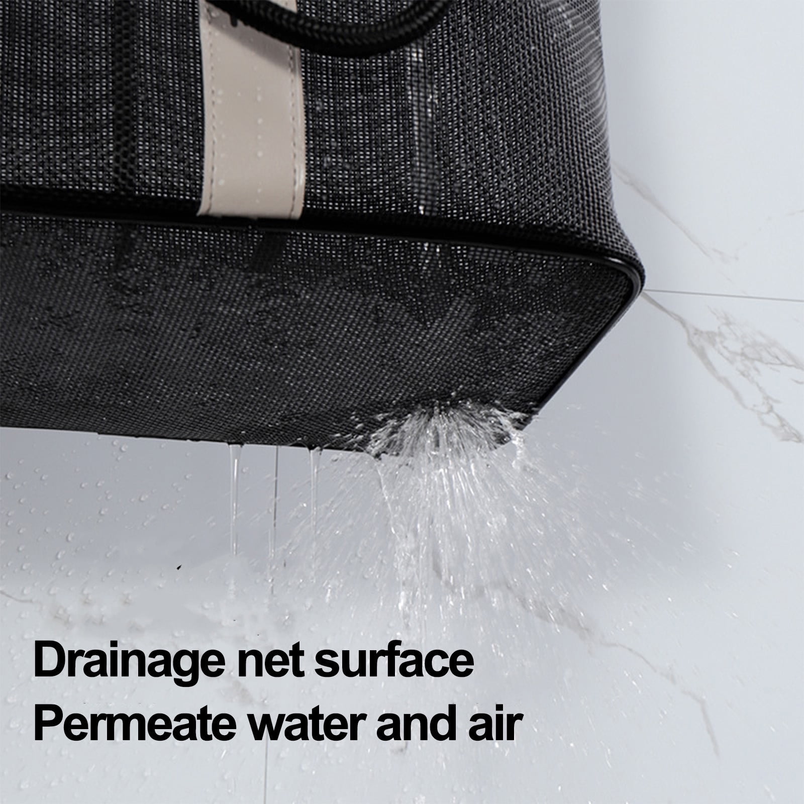 Kdkad Mesh Shower Caddy Freestanding Portable Shower Tote Bag for College Dorm, Hanging Shower Caddy Dorm Basket, Bathroom, Gym, Travel, Quick Dry Hanging Shower Organizer for Toiletry Essentials 10.2×6.3×9.8 in Black - Image 6