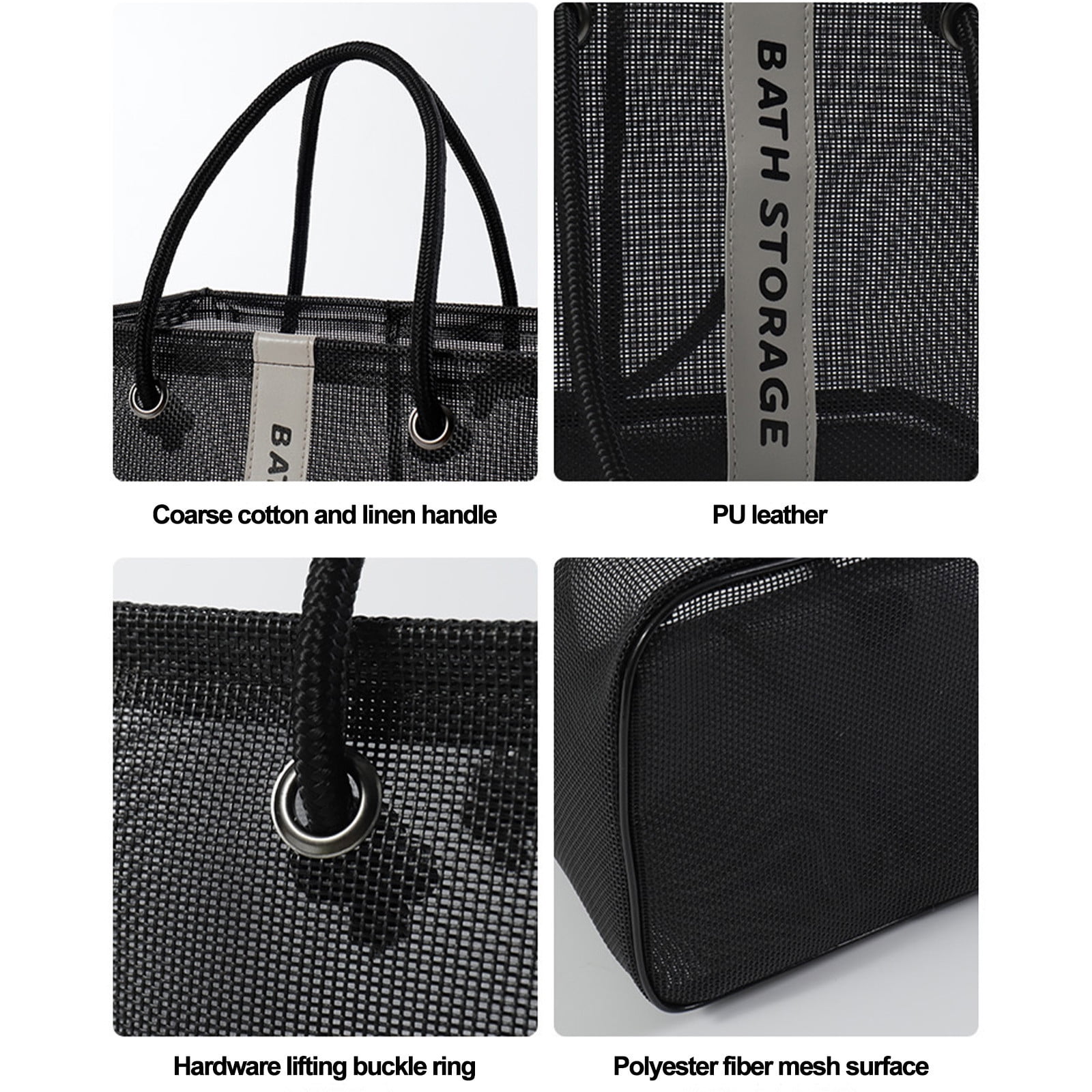 Kdkad Mesh Shower Caddy Freestanding Portable Shower Tote Bag for College Dorm, Hanging Shower Caddy Dorm Basket, Bathroom, Gym, Travel, Quick Dry Hanging Shower Organizer for Toiletry Essentials 10.2×6.3×9.8 in Black - Image 8