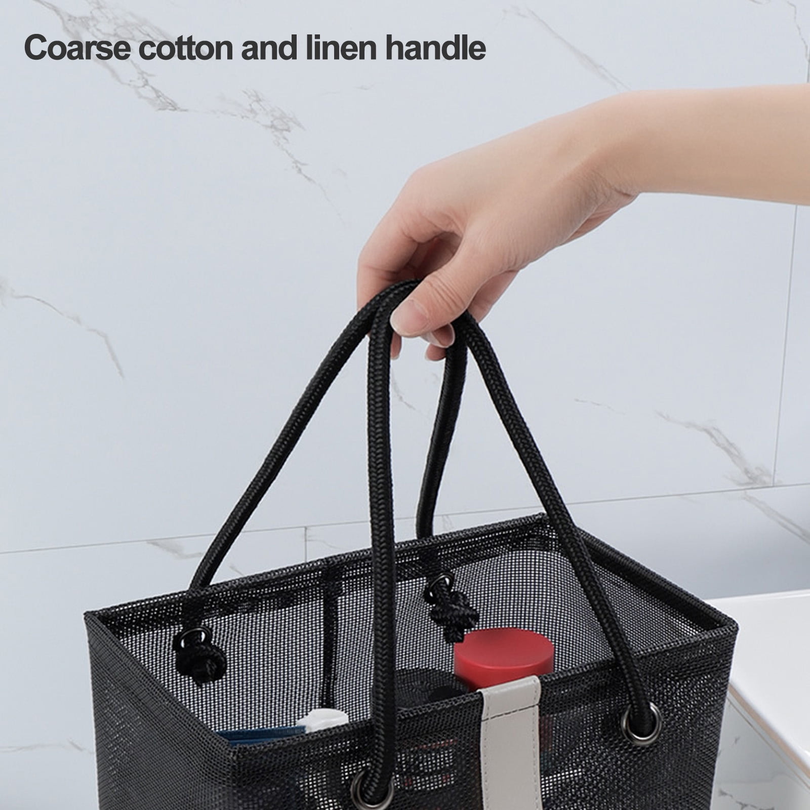 Kdkad Mesh Shower Caddy Freestanding Portable Shower Tote Bag for College Dorm, Hanging Shower Caddy Dorm Basket, Bathroom, Gym, Travel, Quick Dry Hanging Shower Organizer for Toiletry Essentials 10.2×6.3×9.8 in Gray - Image 5