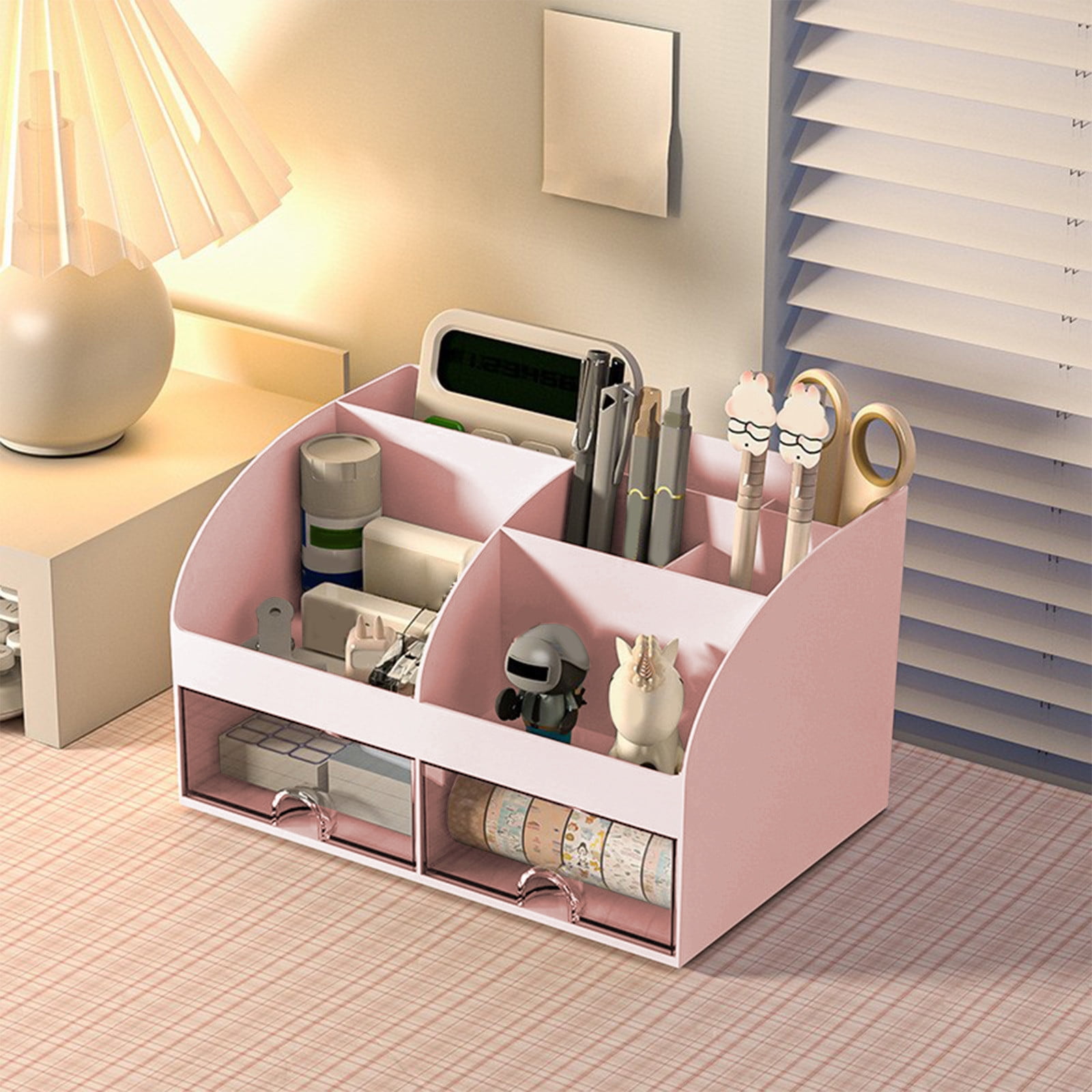 Kdkad Desk Organizer with Drawers, 2 Drawer Desktop Plastic Storage, Rectangular Office Stationery Supplies Desktop Drawers, Clear Desktop Storage Drawers for Office Supplies, Makeup Organizers 5.6×4.7×8.3 in Light blue - Image 5