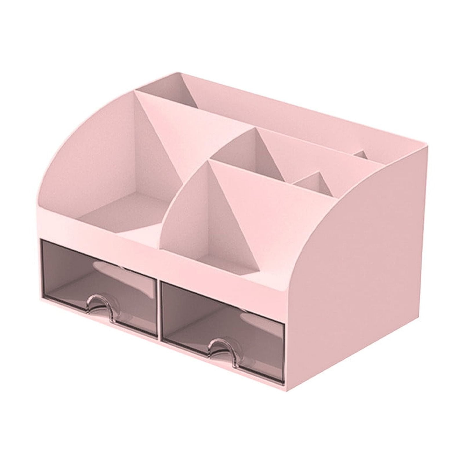 Kdkad Desk Organizer with Drawers, 2 Drawer Desktop Plastic Storage, Rectangular Office Stationery Supplies Desktop Drawers, Clear Desktop Storage Drawers for Office Supplies, Makeup Organizers 5.6×4.7×8.3 in Pink - Image 1