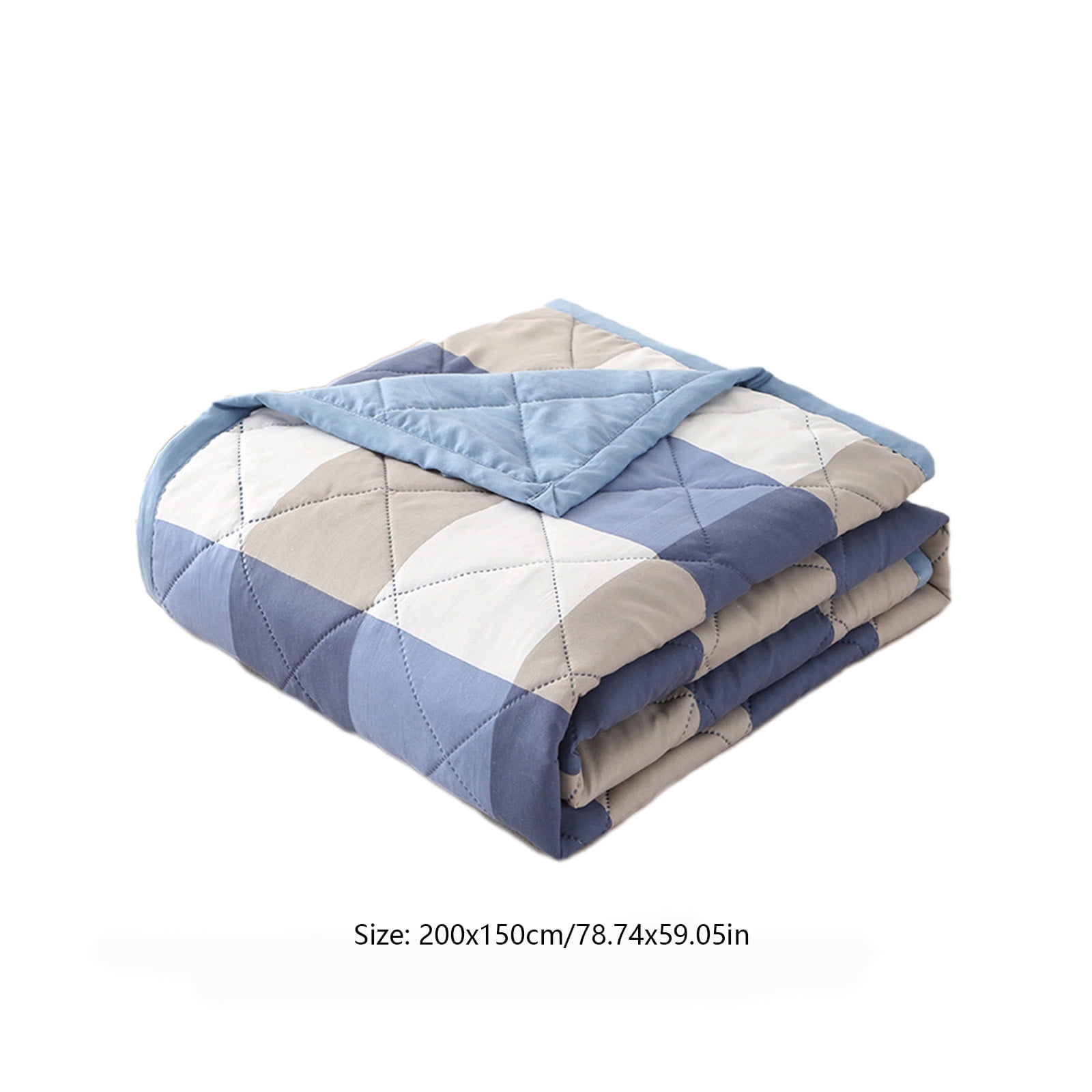 AYktou Reversible Patchwork Quilts Queen Size, 78.74x59.05in Lightweight Plaid Bedspreads Coverlets Quilt Bedding Blanket for All Seasons Blue - Image 3