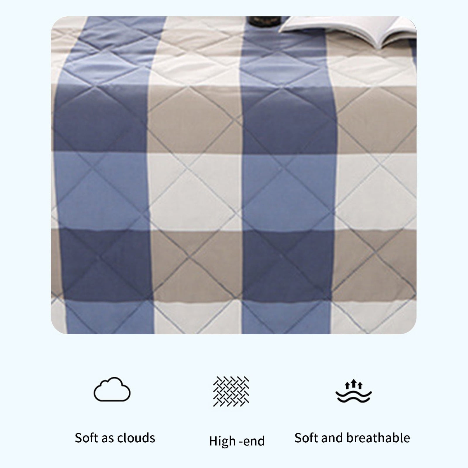 AYktou Reversible Patchwork Quilts Queen Size, 78.74x59.05in Lightweight Plaid Bedspreads Coverlets Quilt Bedding Blanket for All Seasons Blue - Image 6