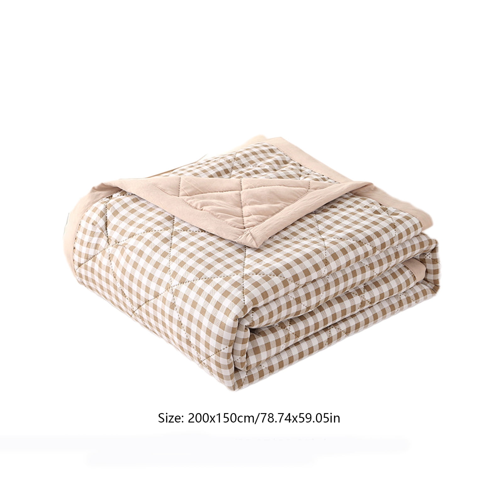 AYktou Reversible Patchwork Quilts Queen Size, 78.74x59.05in Lightweight Plaid Bedspreads Coverlets Quilt Bedding Blanket for All Seasons Khaki - Image 2