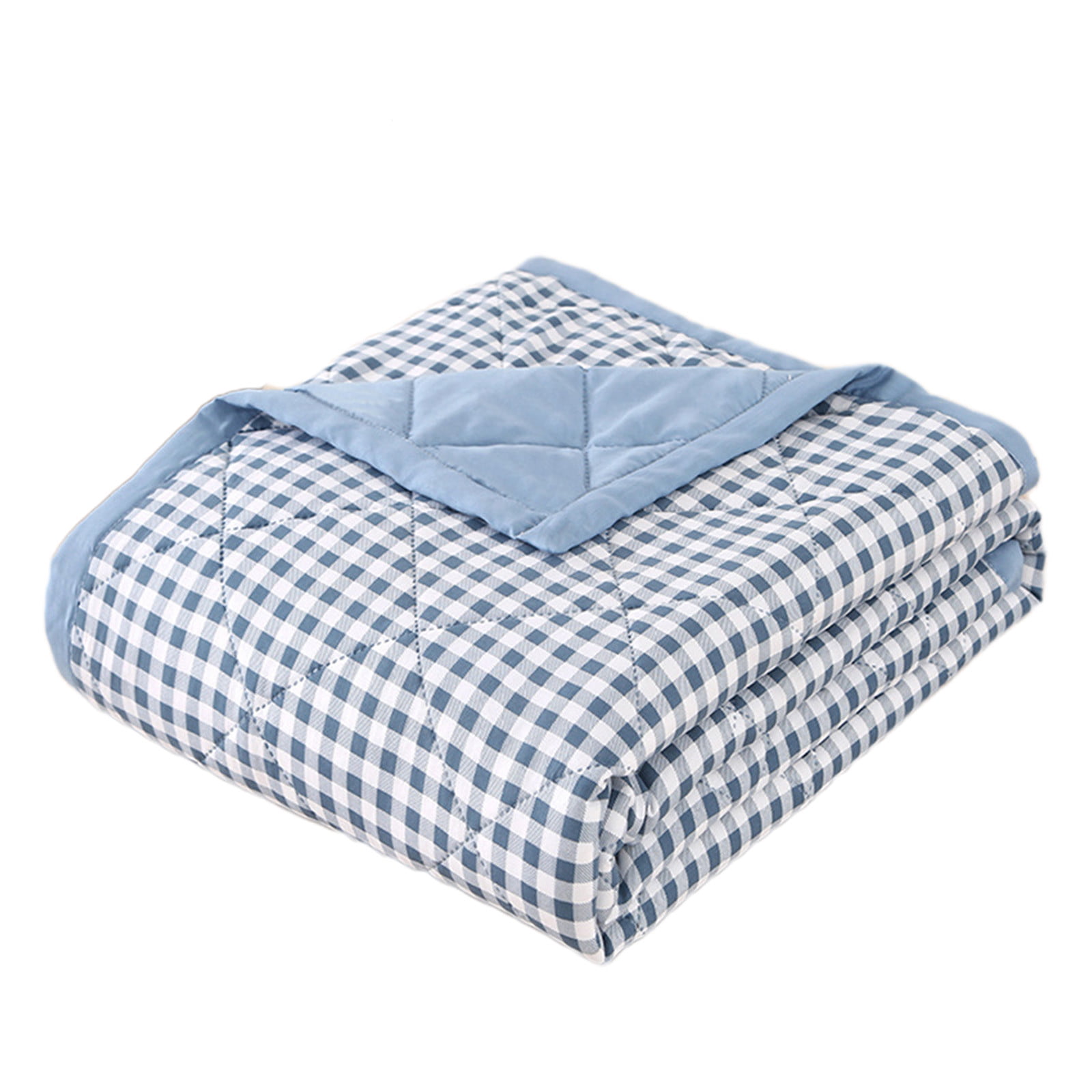 AYktou Reversible Patchwork Quilts Queen Size, 78.74x59.05in Lightweight Plaid Bedspreads Coverlets Quilt Bedding Blanket for All Seasons Light blue - Image 1