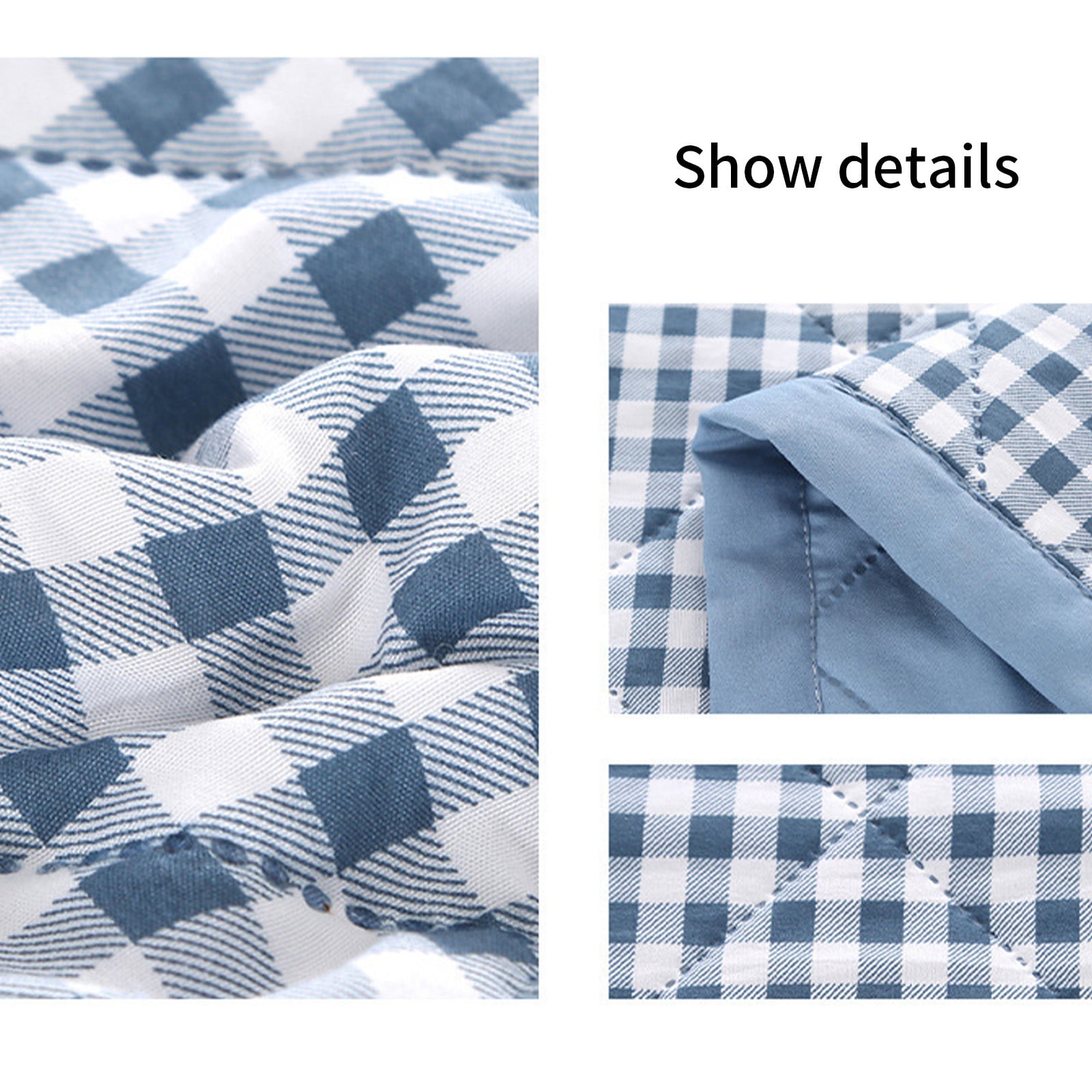 AYktou Reversible Patchwork Quilts Queen Size, 78.74x59.05in Lightweight Plaid Bedspreads Coverlets Quilt Bedding Blanket for All Seasons Light blue - Image 5