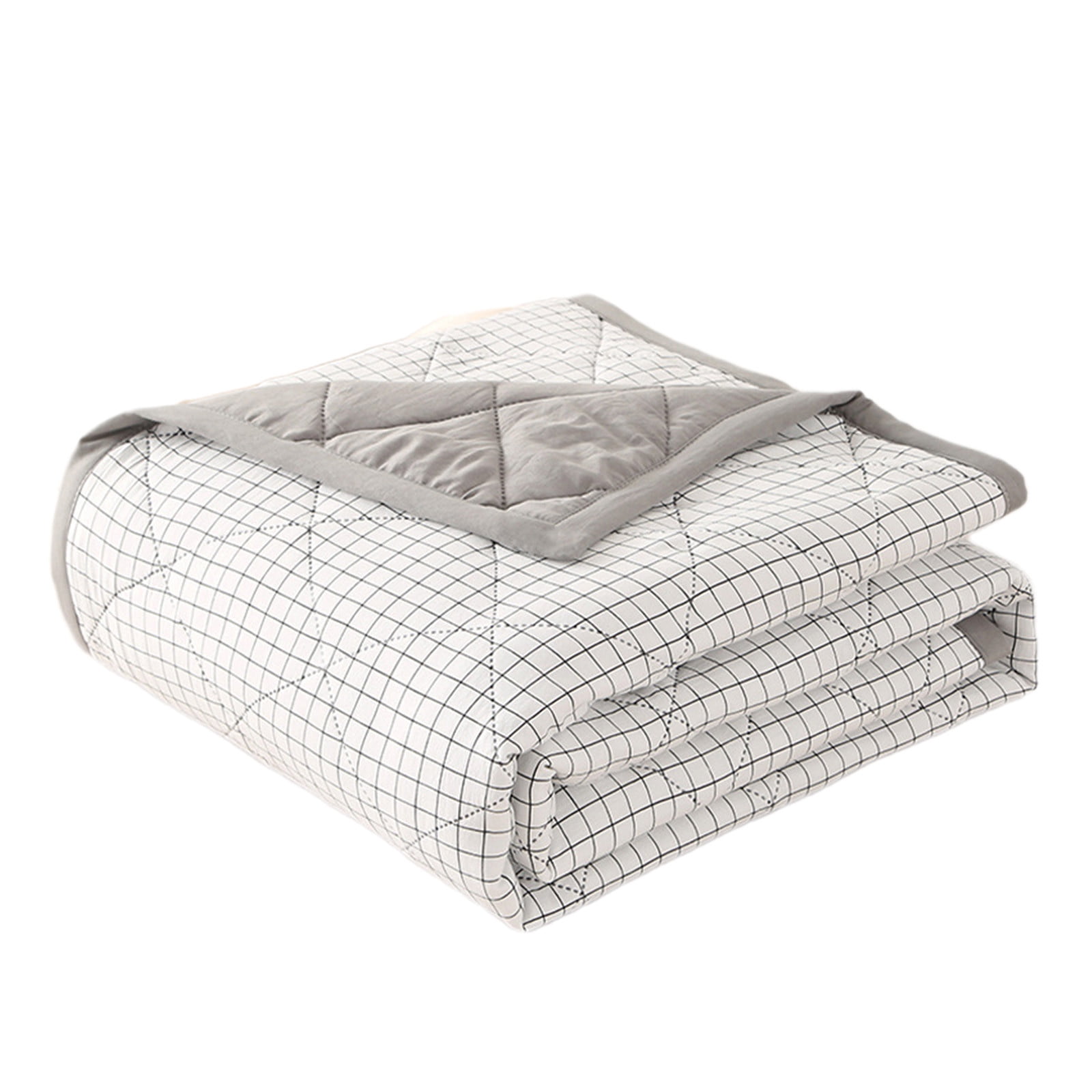 AYktou Reversible Patchwork Quilts Queen Size, 78.74x59.05in Lightweight Plaid Bedspreads Coverlets Quilt Bedding Blanket for All Seasons White - Image 3