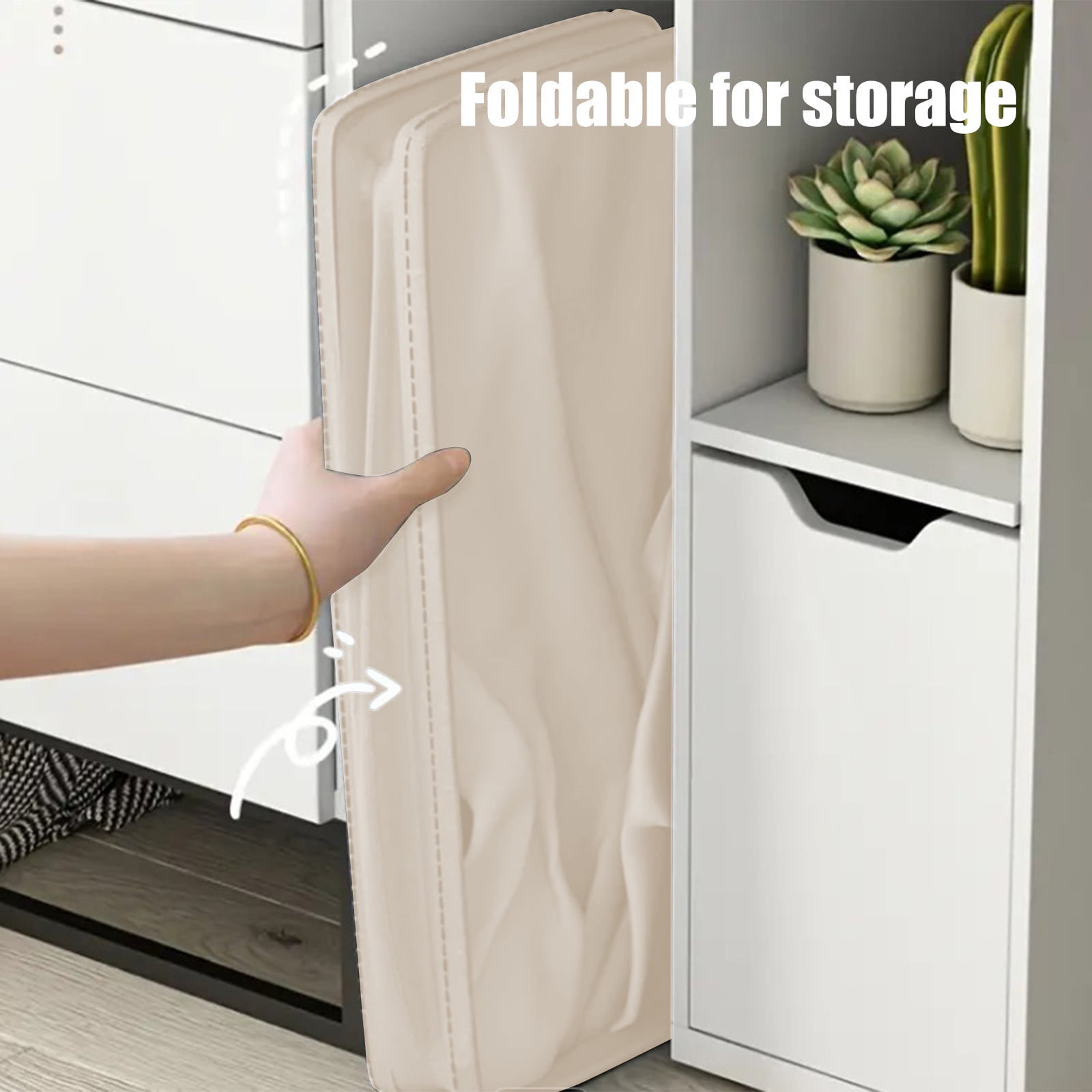 Darzheoy Laundry Baskets with Wheels and Handle, Collapsible Laundry Baskets, Clothes Laundry Basket with Removable Wash Bags for College Dorm, Rolling Laundry Hamper Beige - Image 6