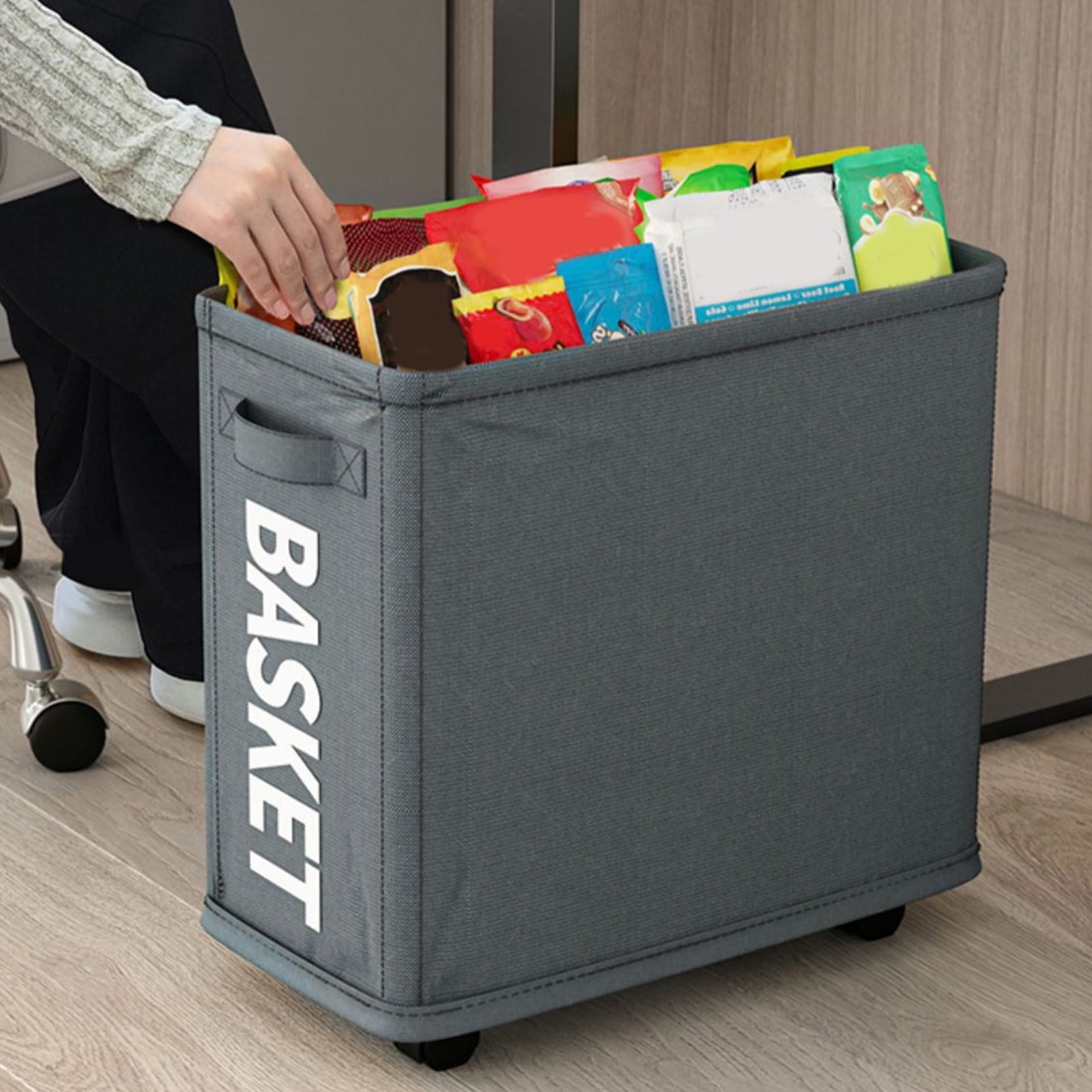 Darzheoy Laundry Baskets with Wheels and Handle, Collapsible Laundry Baskets, Clothes Laundry Basket with Removable Wash Bags for College Dorm, Rolling Laundry Hamper Dark Gray - Image 2