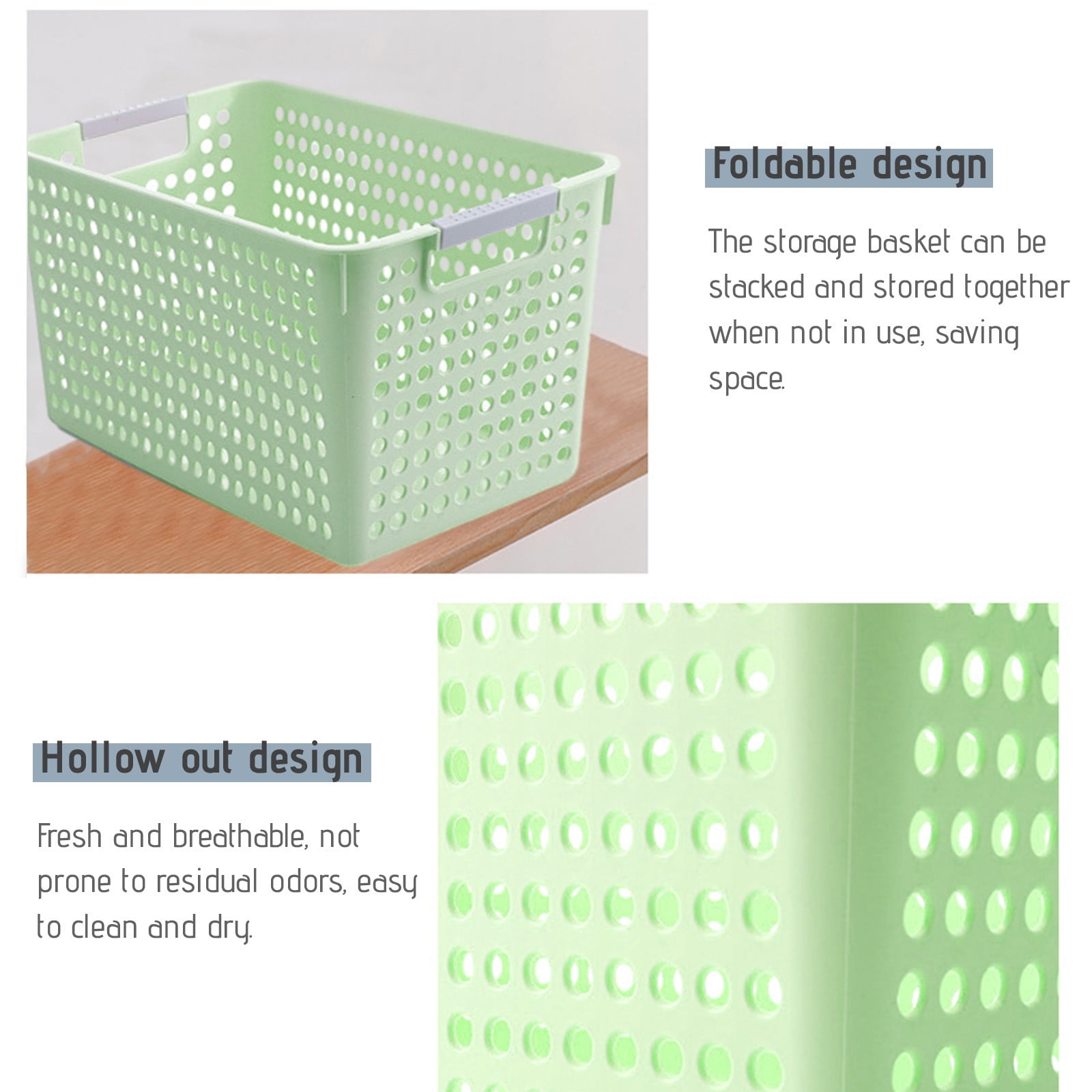 Darzheoy Laundry Basket, 2 pcs Plastic Hamper with Handles, Open Storage Bin to Organize Closets, Cabinets, Pantry, Shelving and Countertop Space, Suitable for Families and Dorms 1PC-Green - Image 5