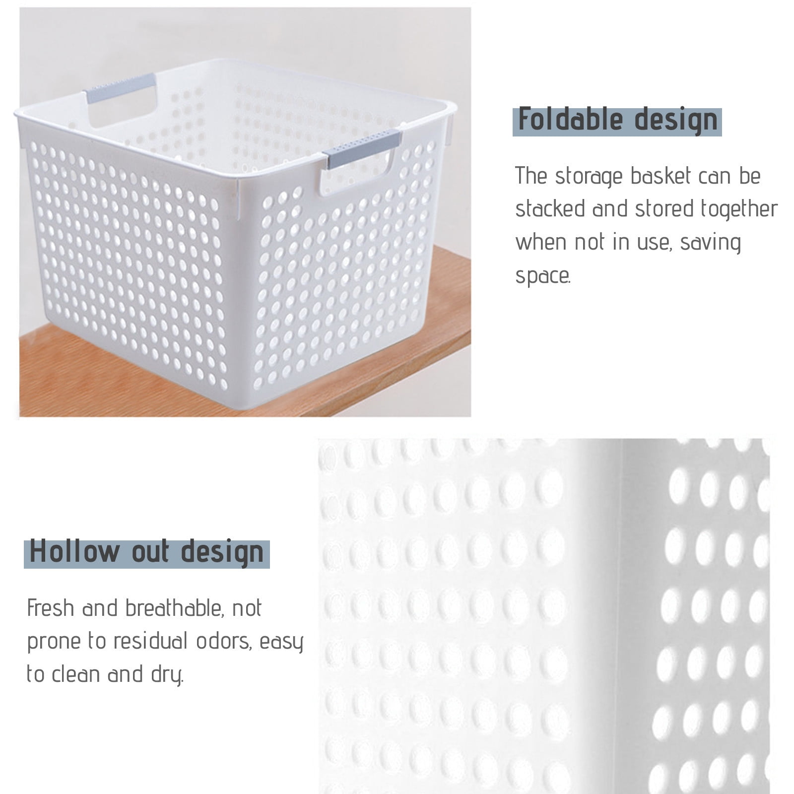 Darzheoy Laundry Basket, 2 pcs Plastic Hamper with Handles, Open Storage Bin to Organize Closets, Cabinets, Pantry, Shelving and Countertop Space, Suitable for Families and Dorms 1PC-White - Image 5