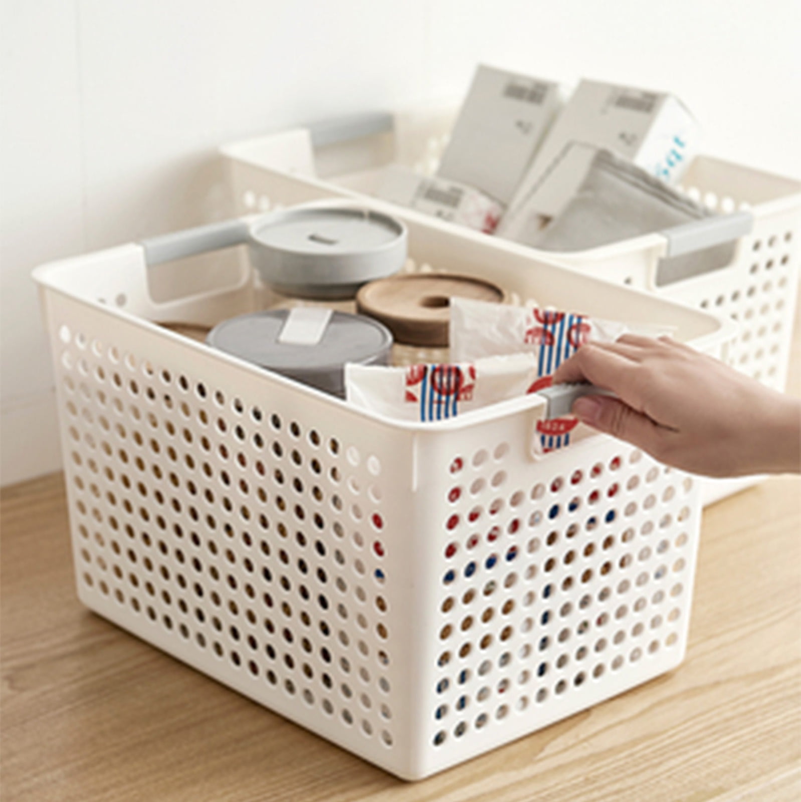 Darzheoy Laundry Basket, 2 pcs Plastic Hamper with Handles, Open Storage Bin to Organize Closets, Cabinets, Pantry, Shelving and Countertop Space, Suitable for Families and Dorms 1PC-White - Image 6