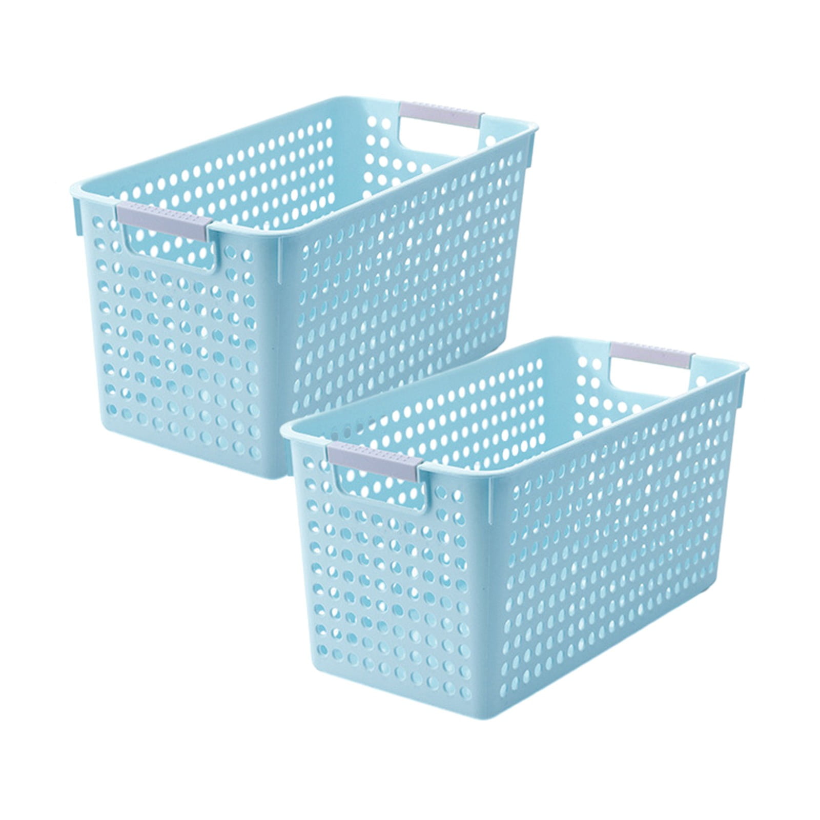 Darzheoy Laundry Basket, 2 pcs Plastic Hamper with Handles, Open Storage Bin to Organize Closets, Cabinets, Pantry, Shelving and Countertop Space, Suitable for Families and Dorms 3PC-Blue - Image 1