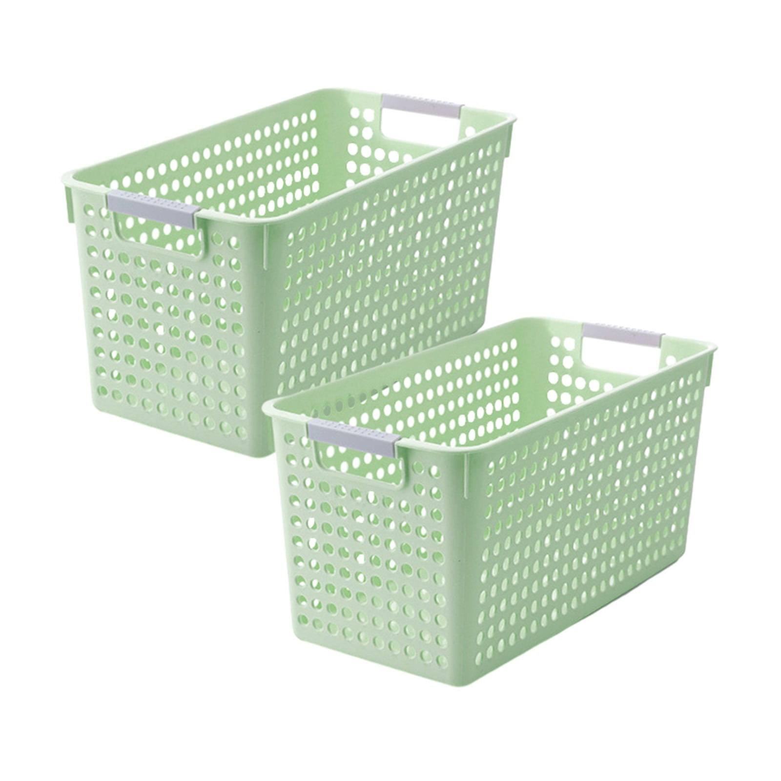Darzheoy Laundry Basket, 2 pcs Plastic Hamper with Handles, Open Storage Bin to Organize Closets, Cabinets, Pantry, Shelving and Countertop Space, Suitable for Families and Dorms 3PC-Green - Image 1