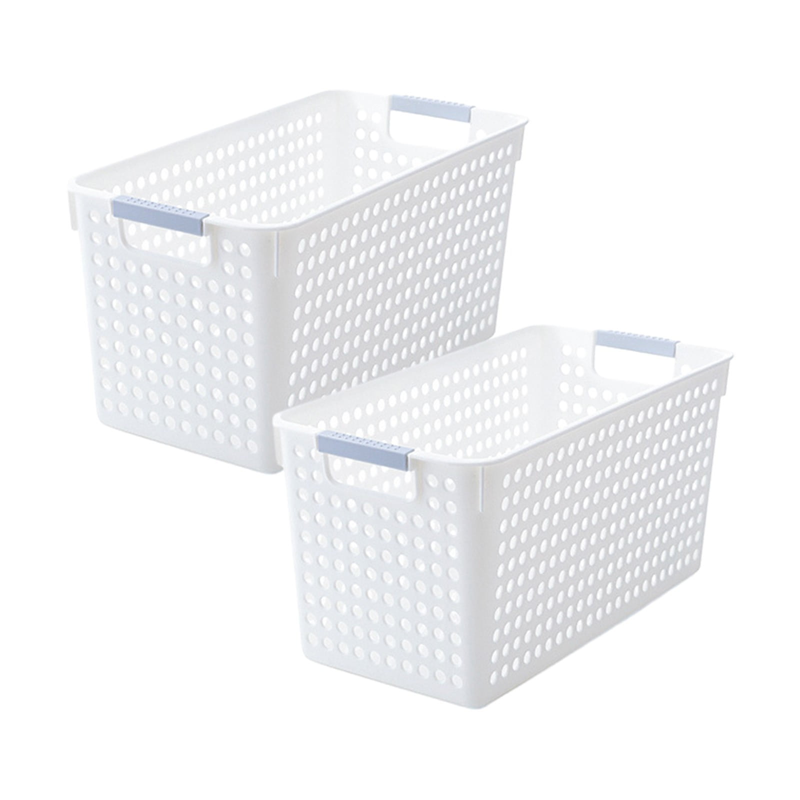 Darzheoy Laundry Basket, 2 pcs Plastic Hamper with Handles, Open Storage Bin to Organize Closets, Cabinets, Pantry, Shelving and Countertop Space, Suitable for Families and Dorms 3PC-White - Image 1