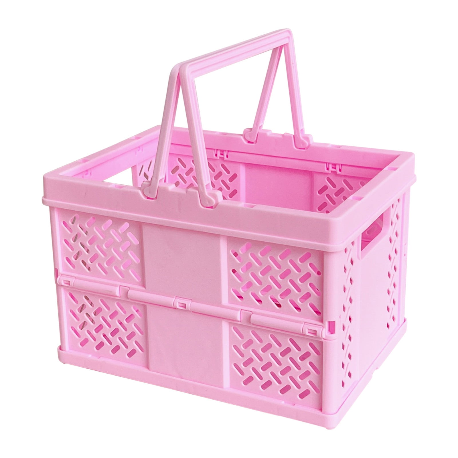 Darzheoy Large Picnic Basket, Collapsible Picnic Basket, Basket With Handle, Beach Picnic Basket, For Home, Kitchen, Camping, Picnic, Beach, Shopping Pink - Image 1