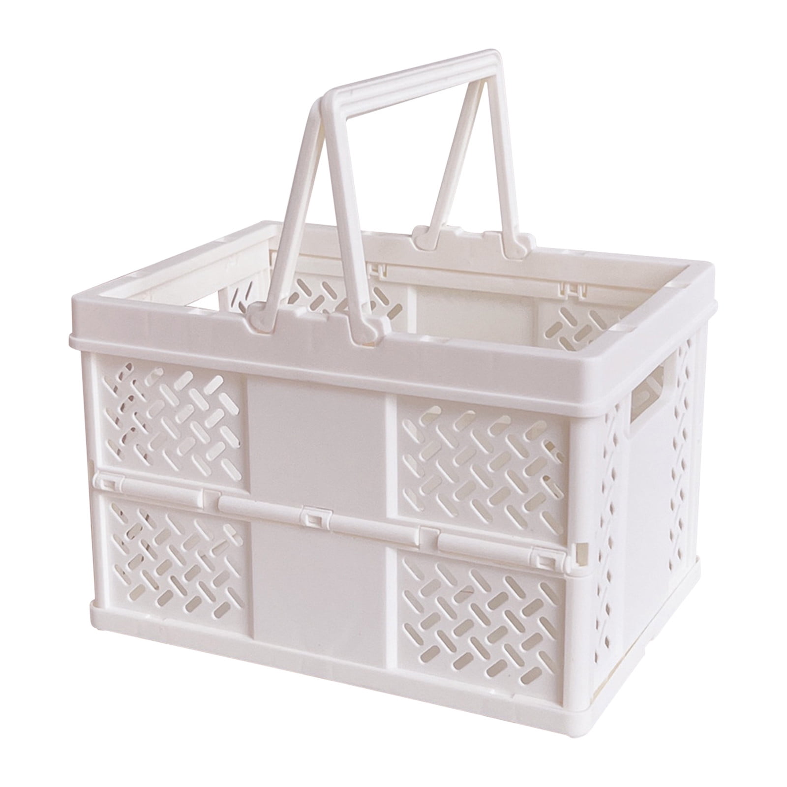 Darzheoy Large Picnic Basket, Collapsible Picnic Basket, Basket With Handle, Beach Picnic Basket, For Home, Kitchen, Camping, Picnic, Beach, Shopping White - Image 1