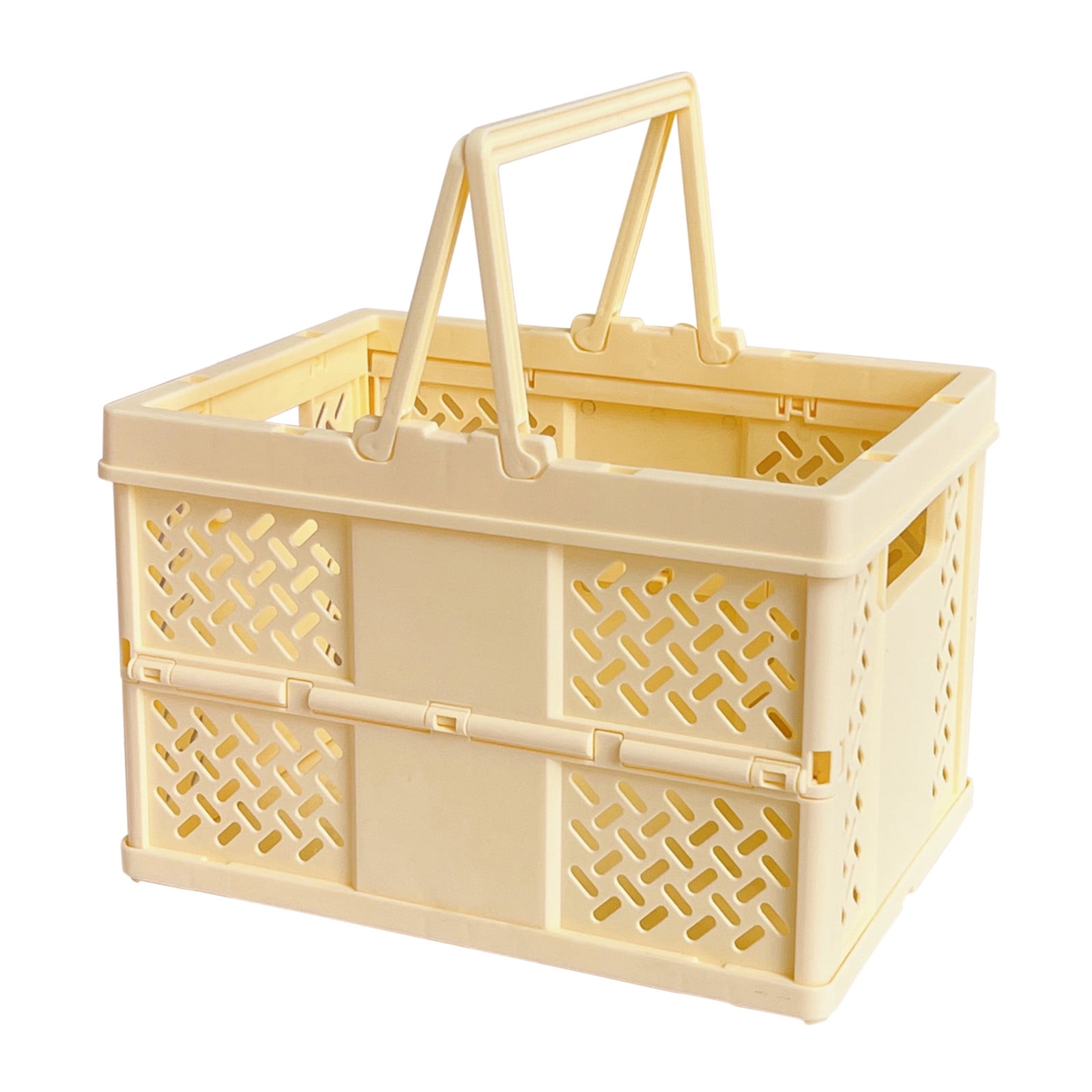 Darzheoy Large Picnic Basket, Collapsible Picnic Basket, Basket With Handle, Beach Picnic Basket, For Home, Kitchen, Camping, Picnic, Beach, Shopping Yellow - Image 1