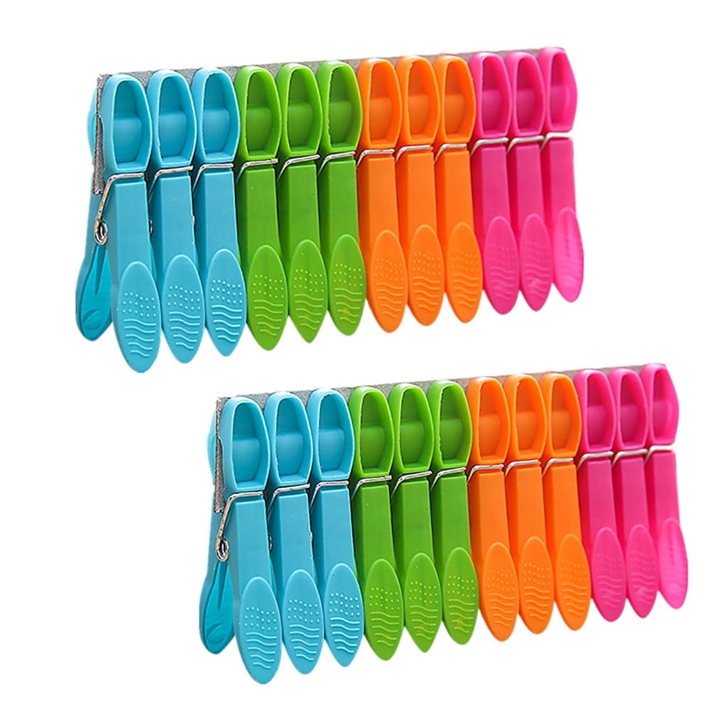 Darzheoy Colorful Plastic Clothespins, Heavy Duty Laundry Clothes Pins Clips with Springs, Air-Drying Clothing Pin Set (24 Pack) 12 Pack Multicolor - Image 1