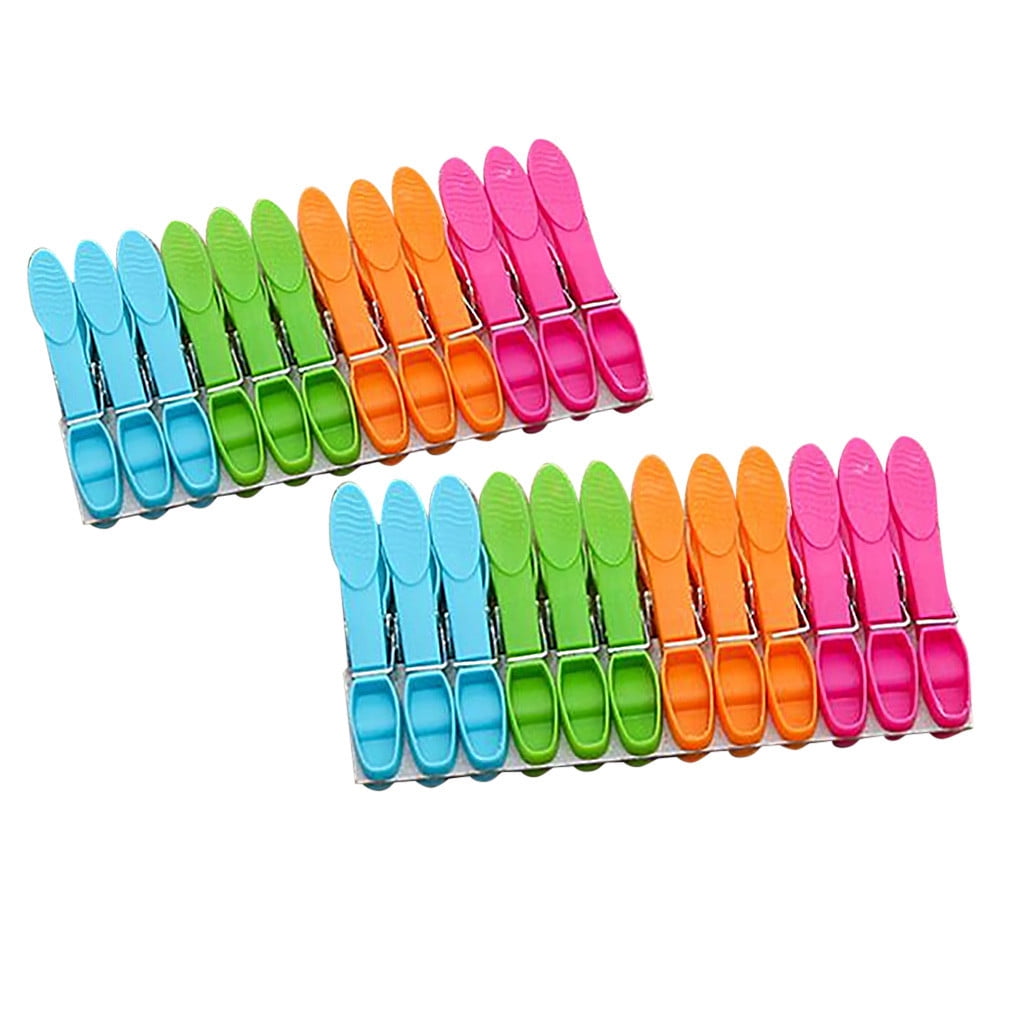 Darzheoy Colorful Plastic Clothespins, Heavy Duty Laundry Clothes Pins Clips with Springs, Air-Drying Clothing Pin Set (24 Pack) 12 Pack Multicolor - Image 2