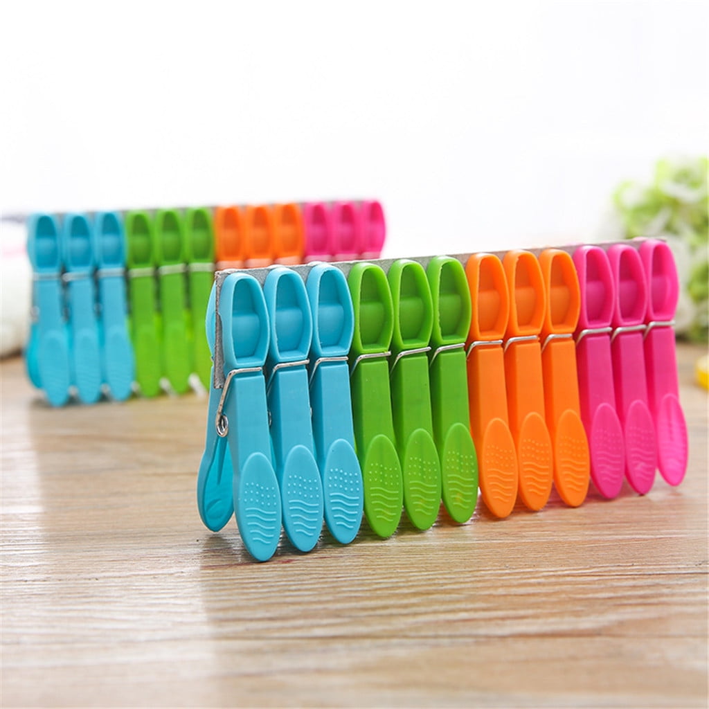 Darzheoy Colorful Plastic Clothespins, Heavy Duty Laundry Clothes Pins Clips with Springs, Air-Drying Clothing Pin Set (24 Pack) 12 Pack Multicolor - Image 4