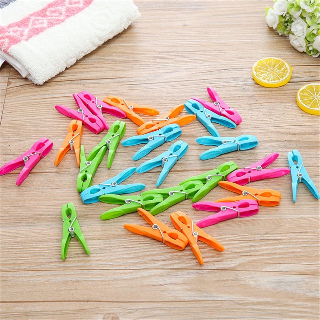 Darzheoy Colorful Plastic Clothespins, Heavy Duty Laundry Clothes Pins Clips with Springs, Air-Drying Clothing Pin Set (24 Pack) 24 Pack Multicolor - Image 5