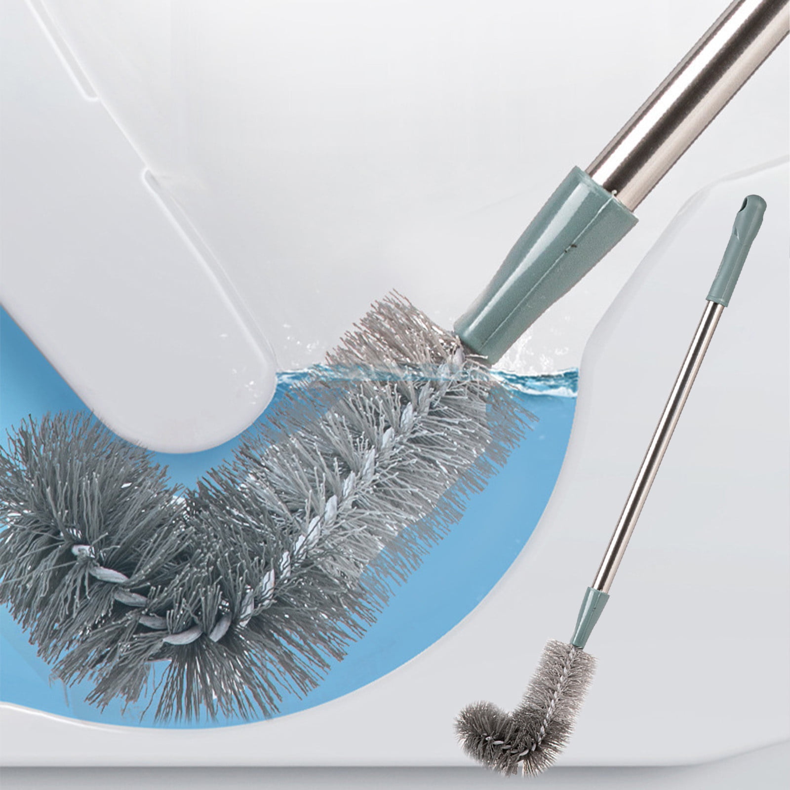 Kdkad Toilet Brush, Curved Design Angled Cleaner Brush Scrubber for Deep Cleaning, Long Plastic Handle and Flexible Bristles Bathroom Toilet Bowl Brush 20×4.5 in Green - Image 1