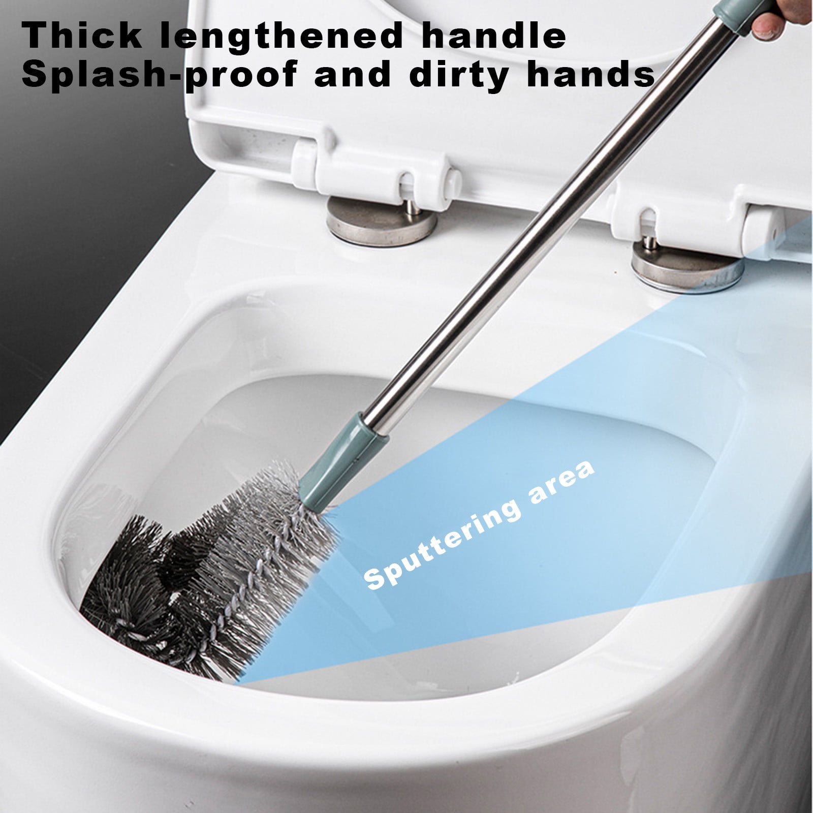 Kdkad Toilet Brush, Curved Design Angled Cleaner Brush Scrubber for Deep Cleaning, Long Plastic Handle and Flexible Bristles Bathroom Toilet Bowl Brush 20×4.5 in Green - Image 4