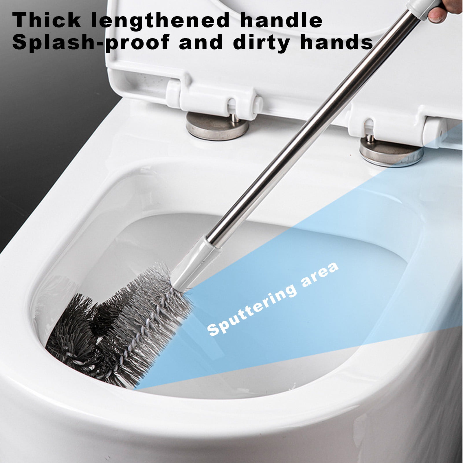 Kdkad Toilet Brush, Curved Design Angled Cleaner Brush Scrubber for Deep Cleaning, Long Plastic Handle and Flexible Bristles Bathroom Toilet Bowl Brush 20×4.5 in White - Image 6
