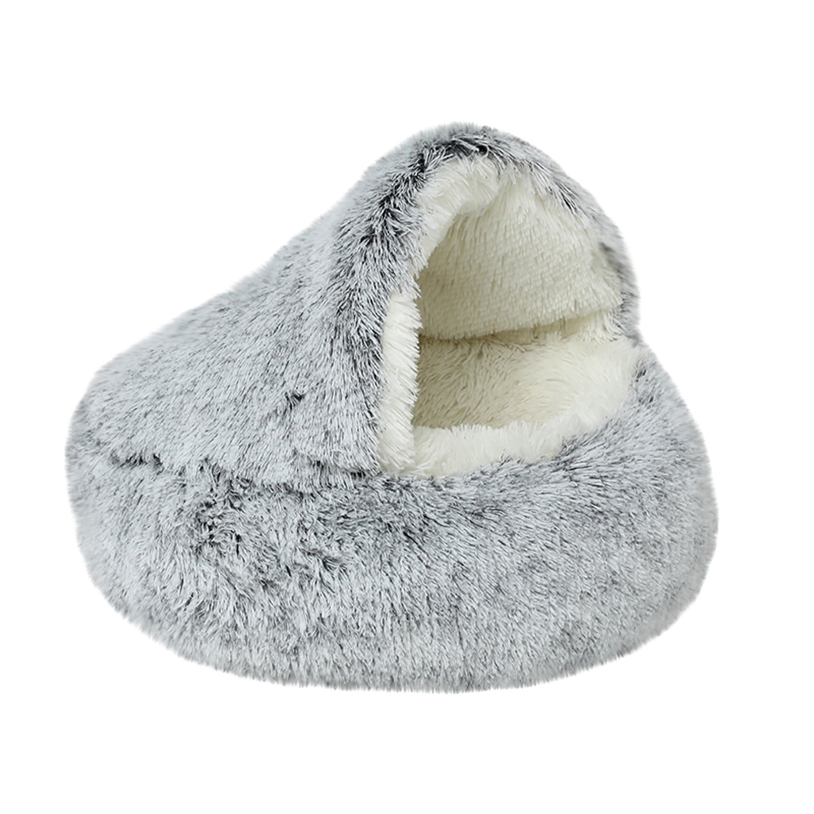 Darzheoy Calming Dog Beds & Cat Cave Bed with Hooded Cover, Removable Washable Round Beds for Small Medium Pets, Anti-Slip Plush Coved Bed for Pet (20