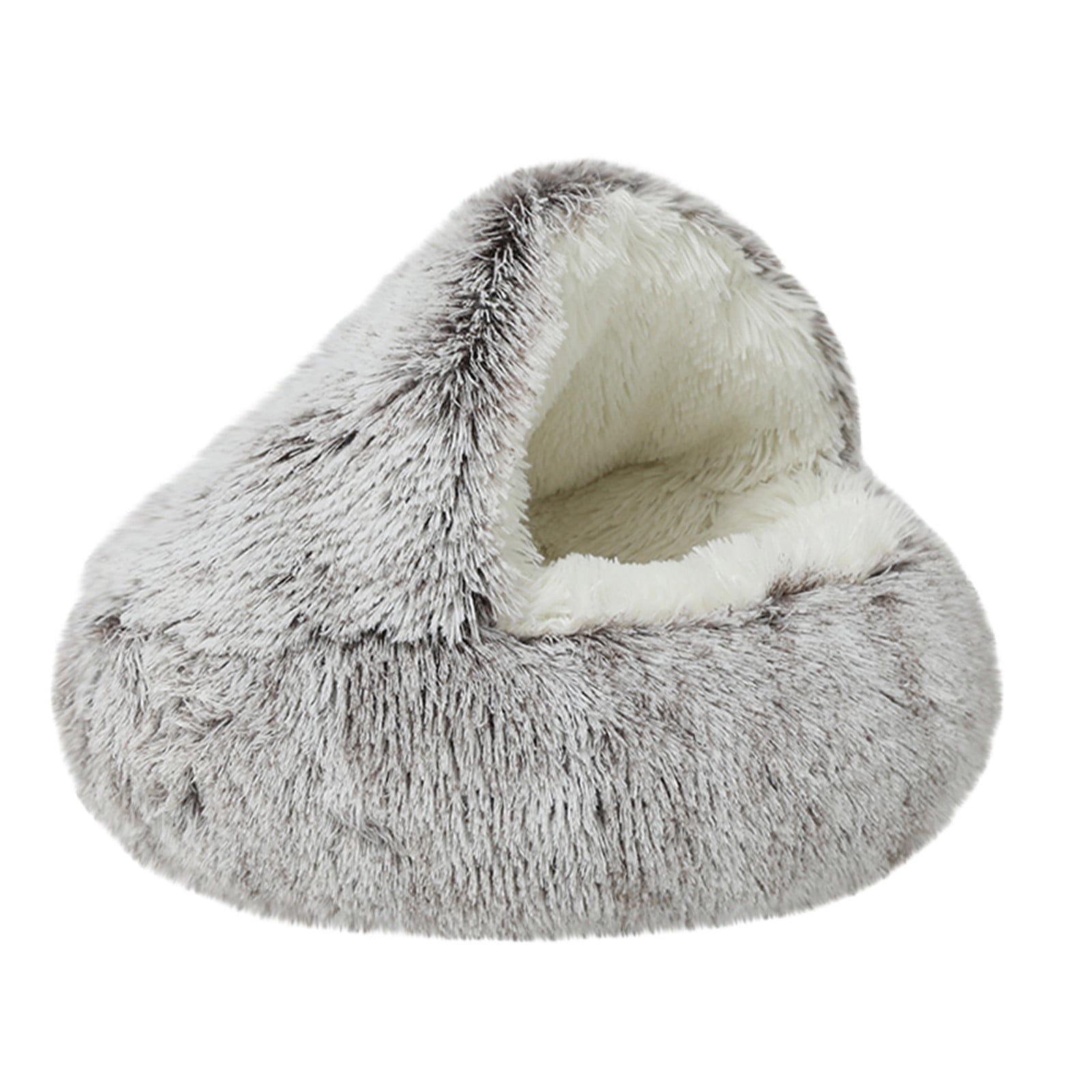 Darzheoy Calming Dog Beds & Cat Cave Bed with Hooded Cover, Removable Washable Round Beds for Small Medium Pets, Anti-Slip Plush Coved Bed for Pet (20