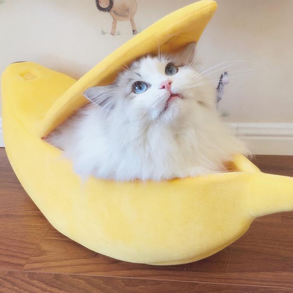 Darzheoy Banana Pet Bed, Cute Funny Fruit Bed with Removable Cushion for Dogs, Indoor Cats, Rabbits, Small Animals Yellow - Image 2