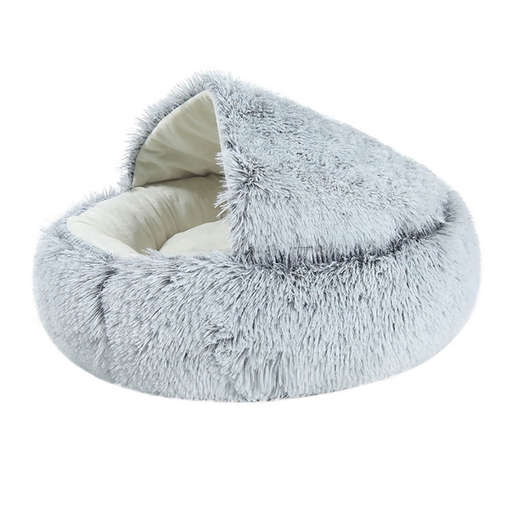 Darzheoy Cat Bed Round Plush Hooded Cat Bed Cave, for Indoor Cats or Small Dog Beds, Calming Pet Beds Calm Anti-nxiety Dog Bed, Waterproof Bottom Washable (16