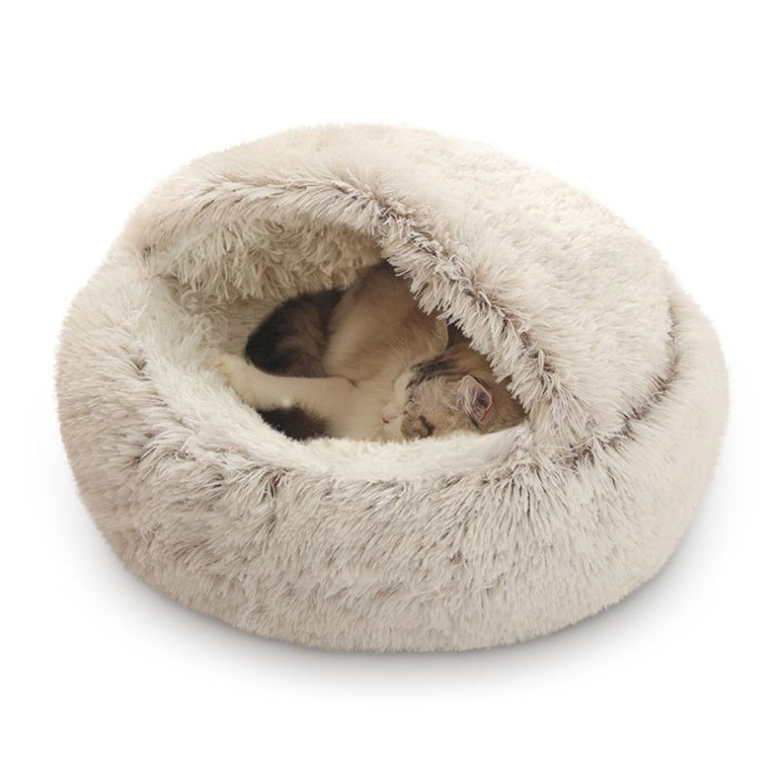 Darzheoy Cat Bed Round Plush Hooded Cat Bed Cave, for Indoor Cats or Small Dog Beds, Calming Pet Beds Calm Anti-nxiety Dog Bed, Waterproof Bottom Washable (16