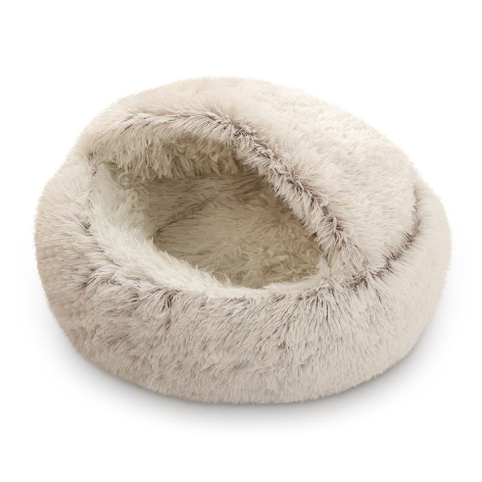 Darzheoy Cat Bed Round Plush Hooded Cat Bed Cave, for Indoor Cats or Small Dog Beds, Calming Pet Beds Calm Anti-nxiety Dog Bed, Waterproof Bottom Washable (16