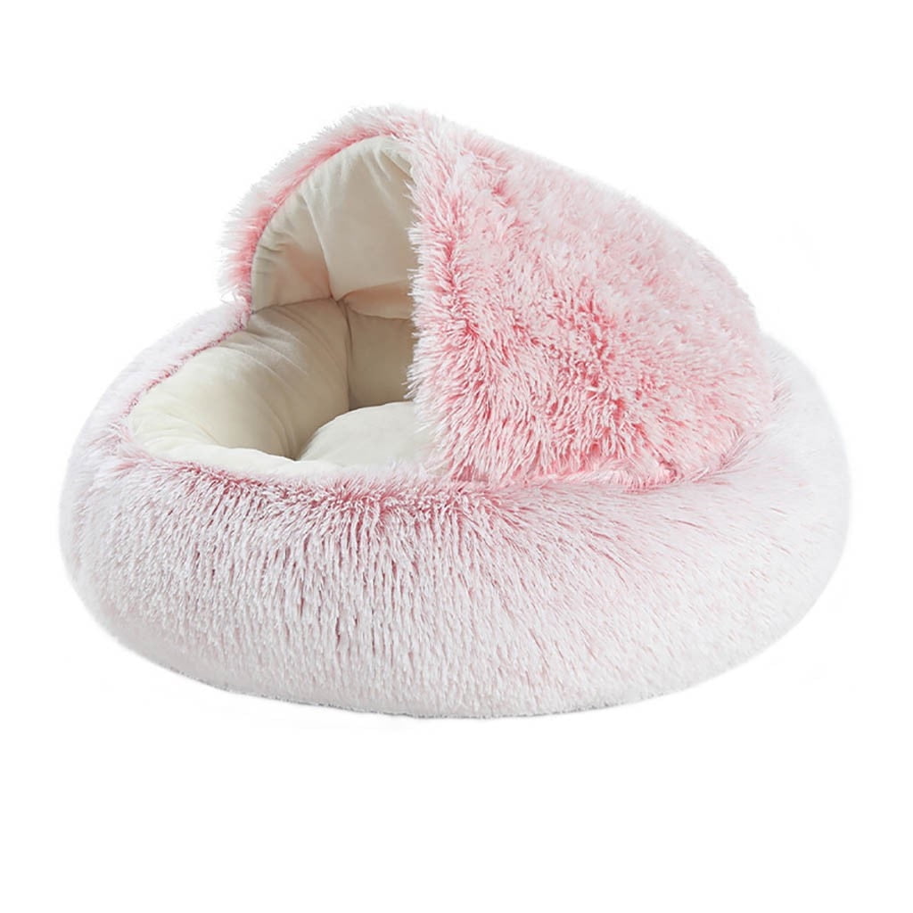 Darzheoy Cat Bed Round Plush Hooded Cat Bed Cave, for Indoor Cats or Small Dog Beds, Calming Pet Beds Calm Anti-nxiety Dog Bed, Waterproof Bottom Washable (16