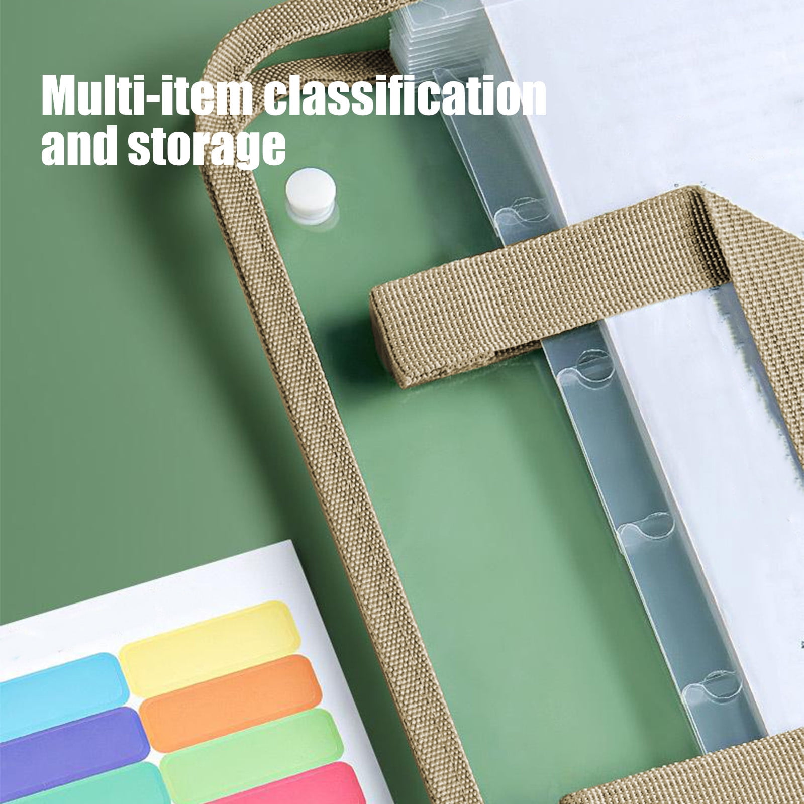 AYktou Expanding File Folder with Handle 13 Compartment Large Capacity File A4 Accordion File Organizer with buttons Portable Transparent and Waterproofing Filing Box for Classroom,Home,Office P-ink,Blue,Green,Khaki - Image 5