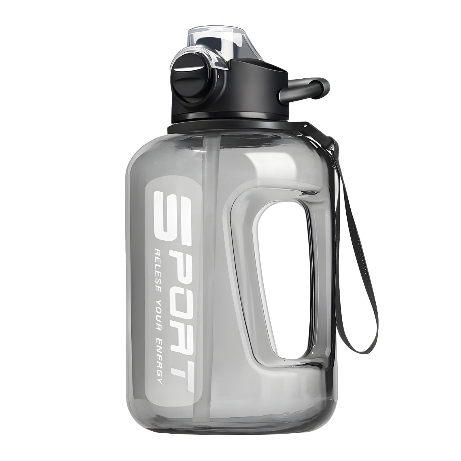 AYktou 58oz Water Bottle for All Day Hydration Big Water Bottle with Straw Measures Daily Gym Water Bottle with Handle Leakproof Sports Water Bottle for Gym Camping Outdoor(Black） Black-58oz - Image 1
