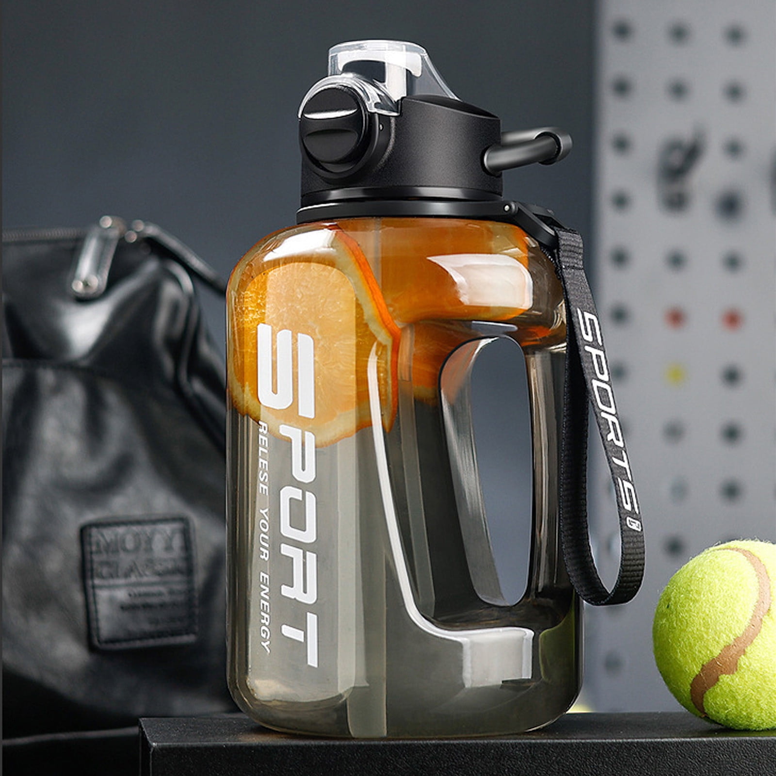 AYktou 58oz Water Bottle for All Day Hydration Big Water Bottle with Straw Measures Daily Gym Water Bottle with Handle Leakproof Sports Water Bottle for Gym Camping Outdoor(Black） Black-58oz - Image 4