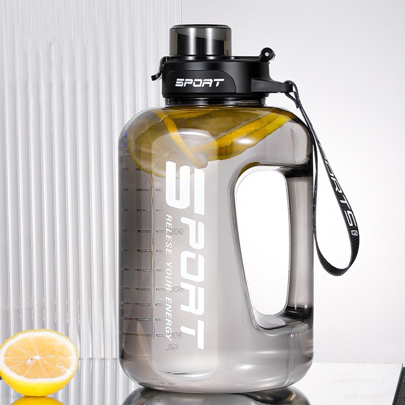 AYktou 58oz Water Bottle for All Day Hydration Big Water Bottle with Straw Measures Daily Gym Water Bottle with Handle Leakproof Sports Water Bottle for Gym Camping Outdoor(Black） Black-58oz - Image 7