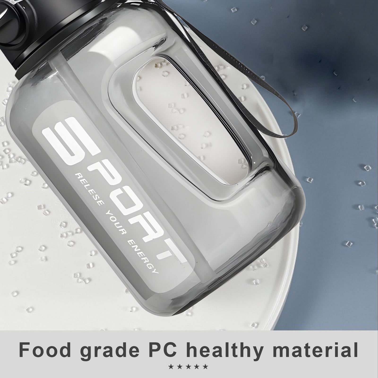 AYktou 58oz Water Bottle for All Day Hydration Big Water Bottle with Straw Measures Daily Gym Water Bottle with Handle Leakproof Sports Water Bottle for Gym Camping Outdoor(Black） Black-58oz - Image 8