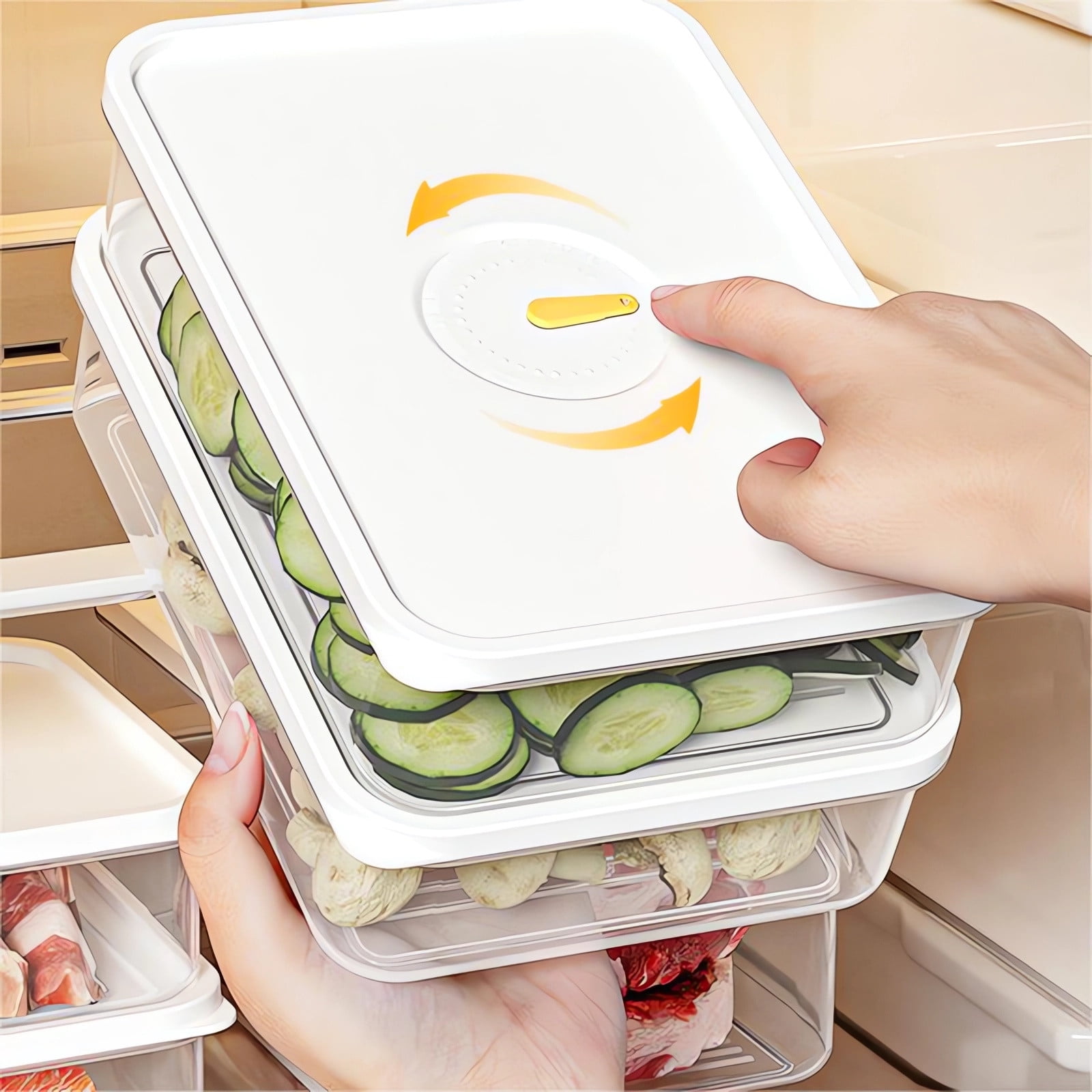 Kdkad Meat Container for Fridge, Lunch Meat Container for Refrigerator Organizers and Storage - Stackable Food Storage Boxes with Lids Cheese Keep Box for Fridge Airtight Organizer - Image 1